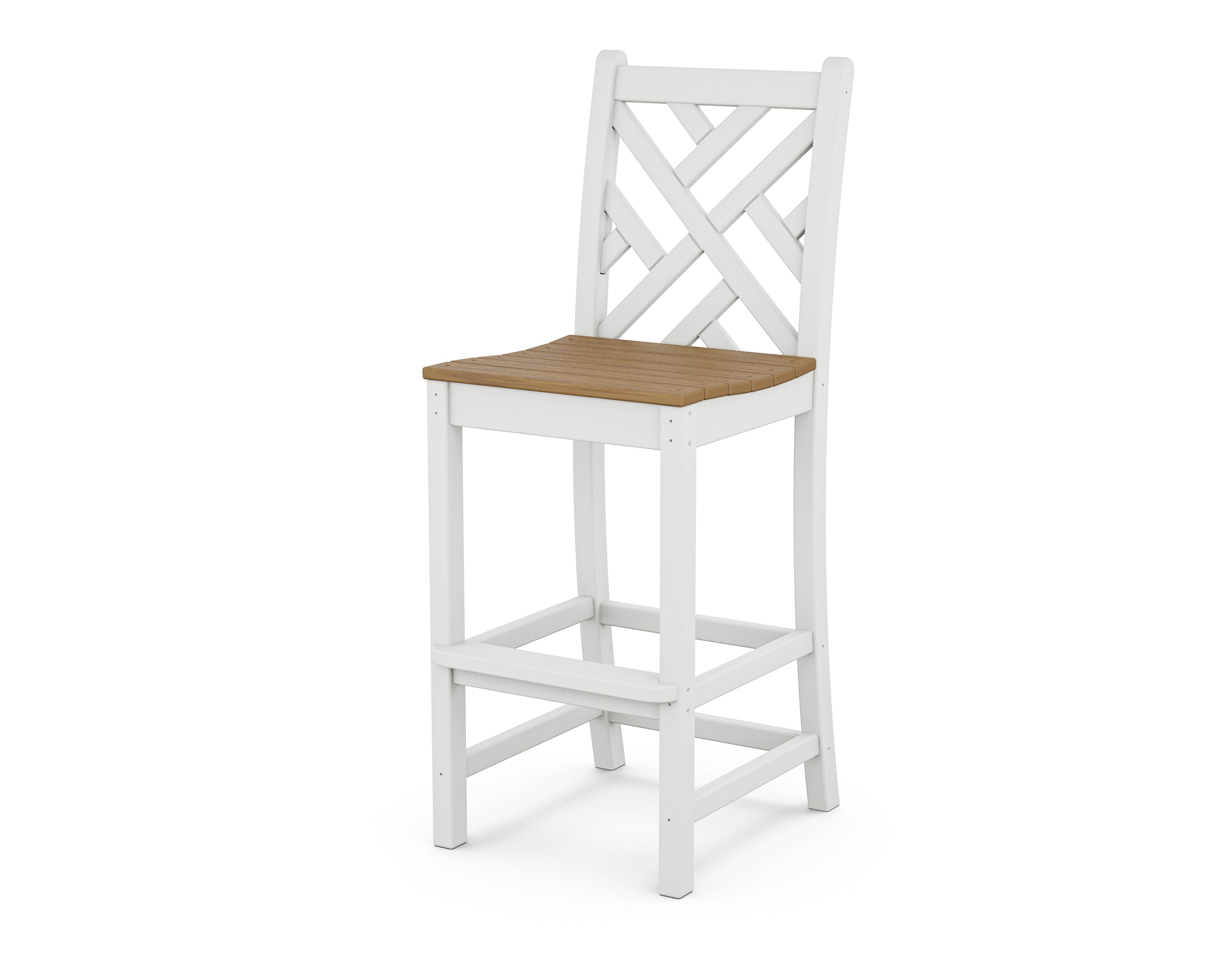 Chippendale Bar Side Chair in White / Natural