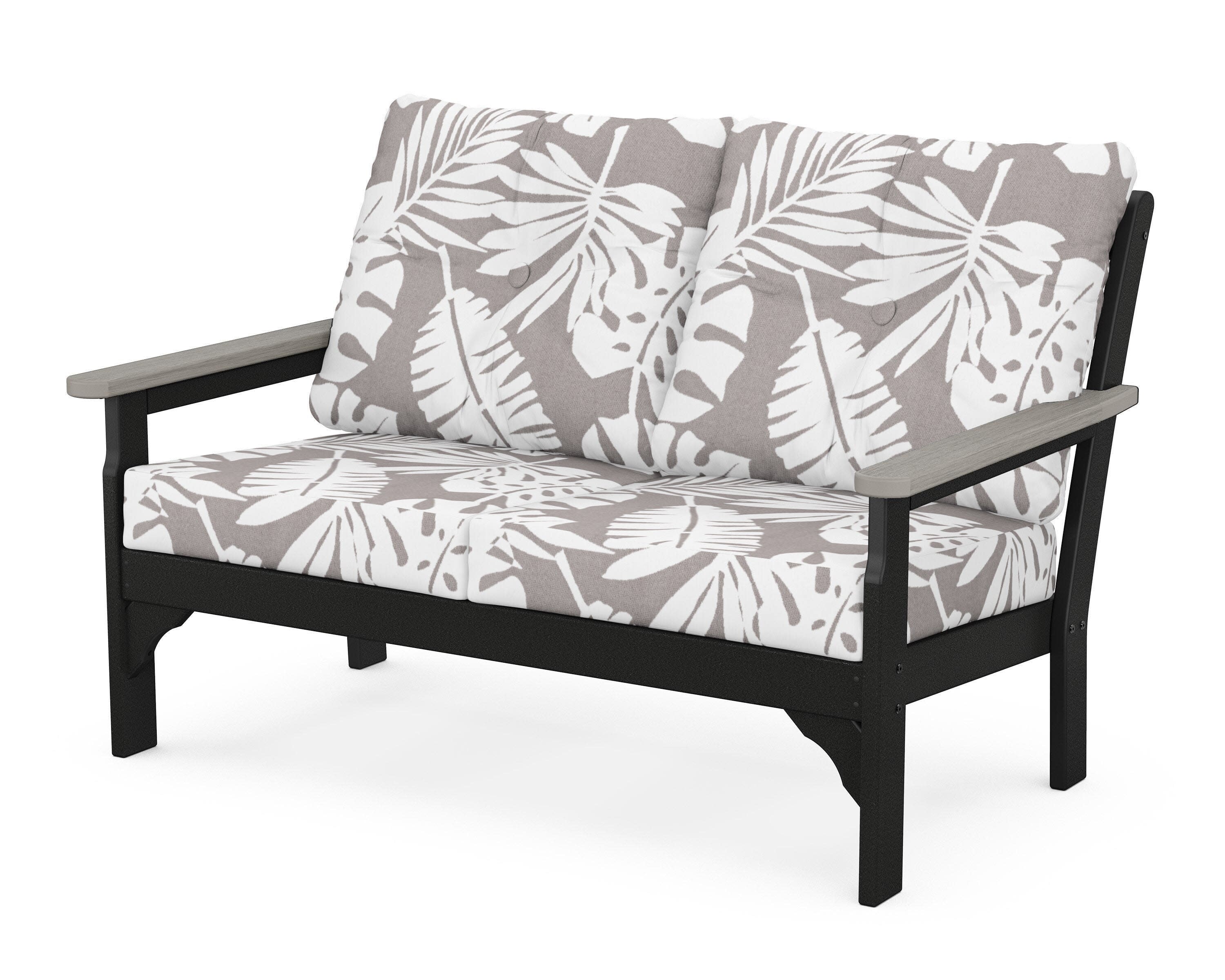 Vineyard Deep Seating Loveseat in Black / Driftwood / Leaf Grey Mist