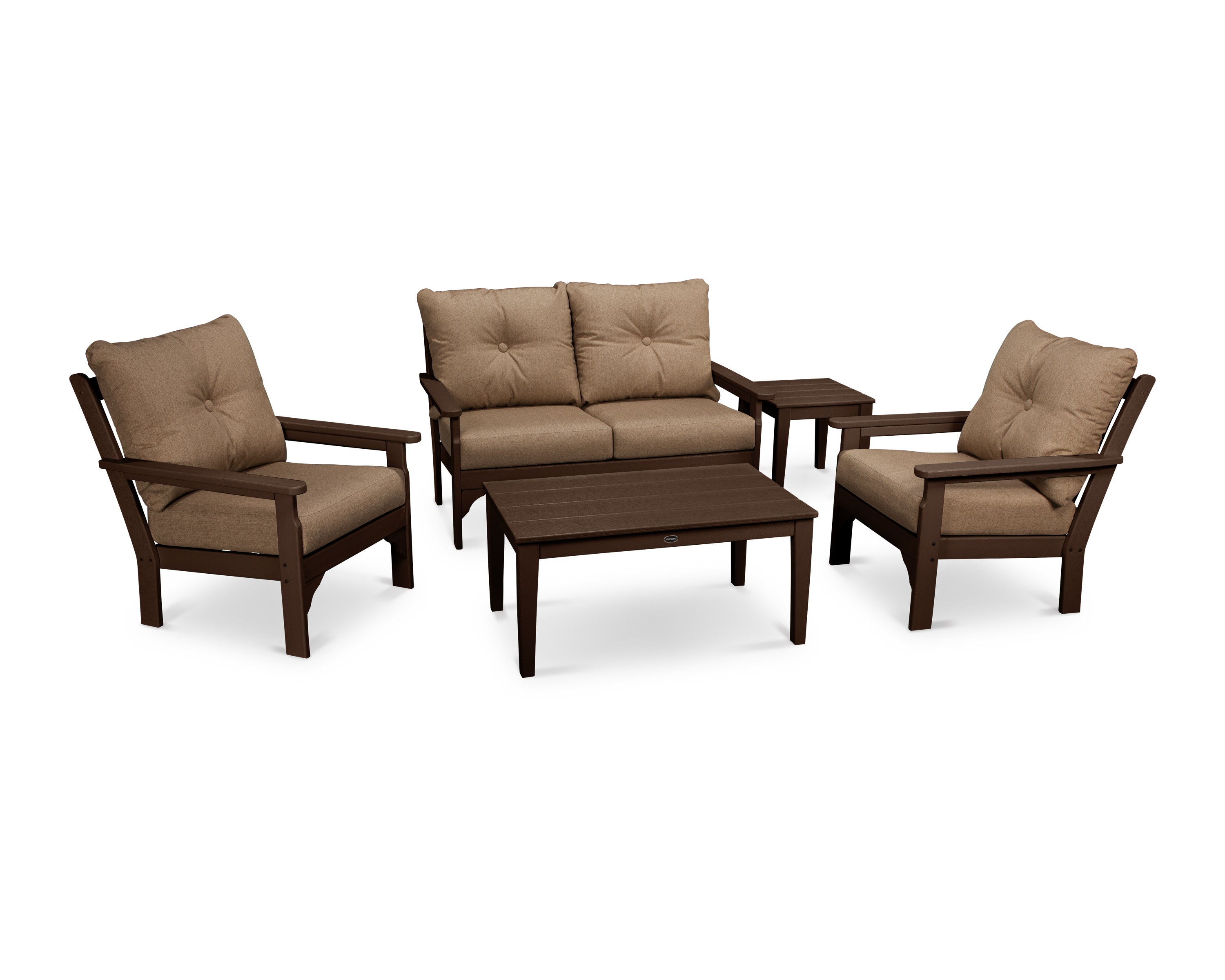 Vineyard 5-Piece Deep Seating Set in Mahogany / Sesame