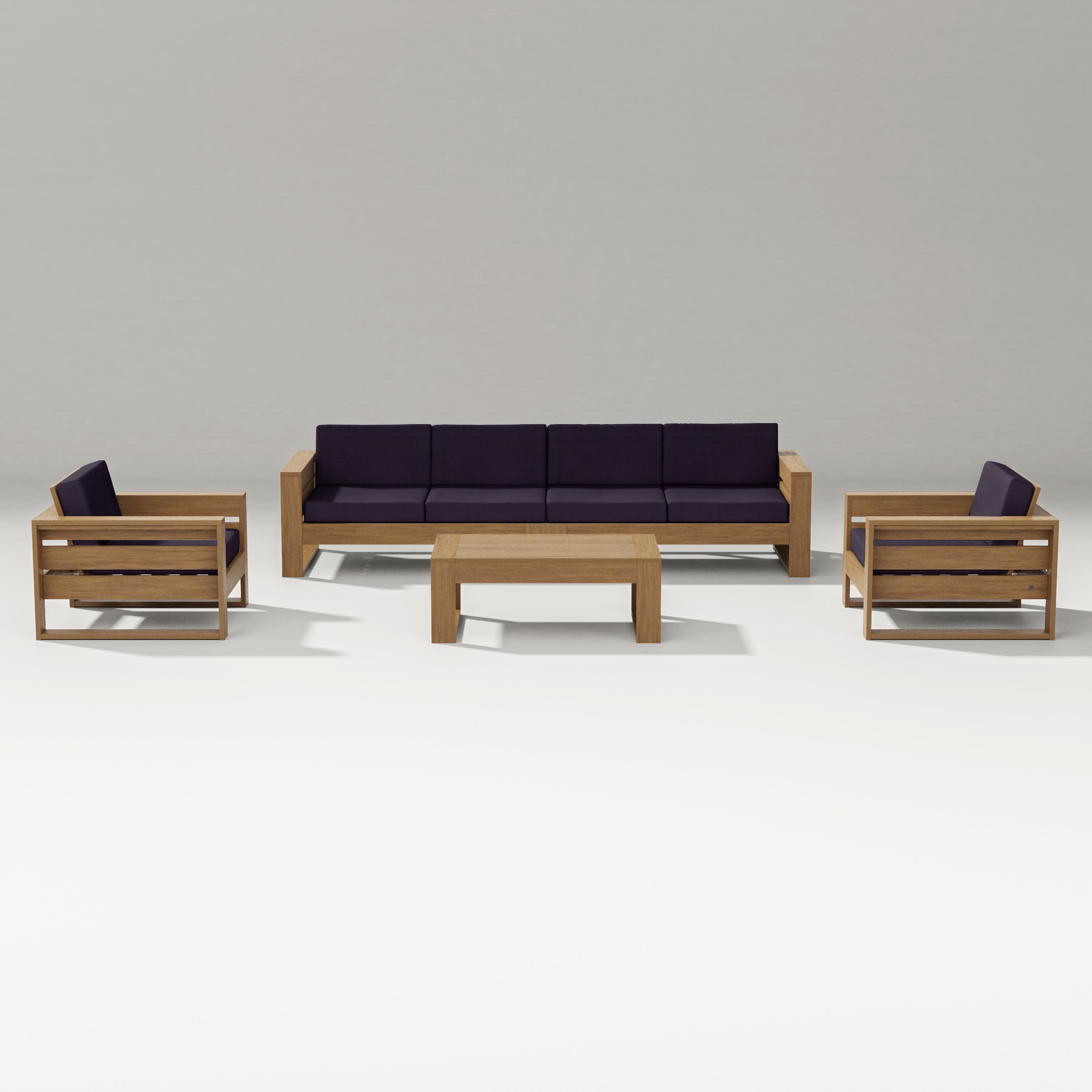 Latitude 5-Piece Lounge Sofa Set in Natural / Navy Linen