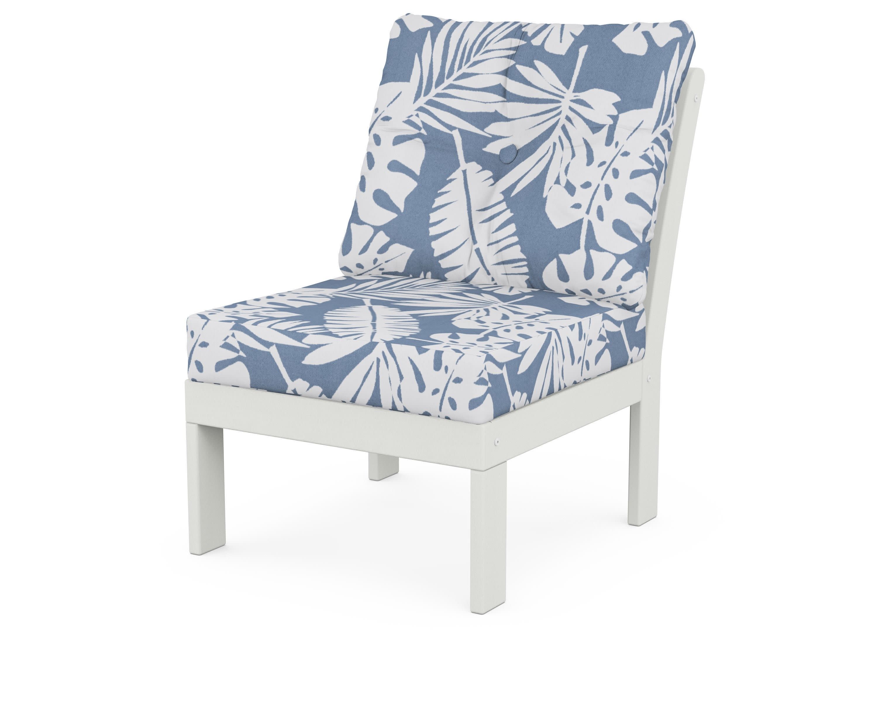 Vineyard Modular Armless Chair in Vintage White / Leaf Sky Blue