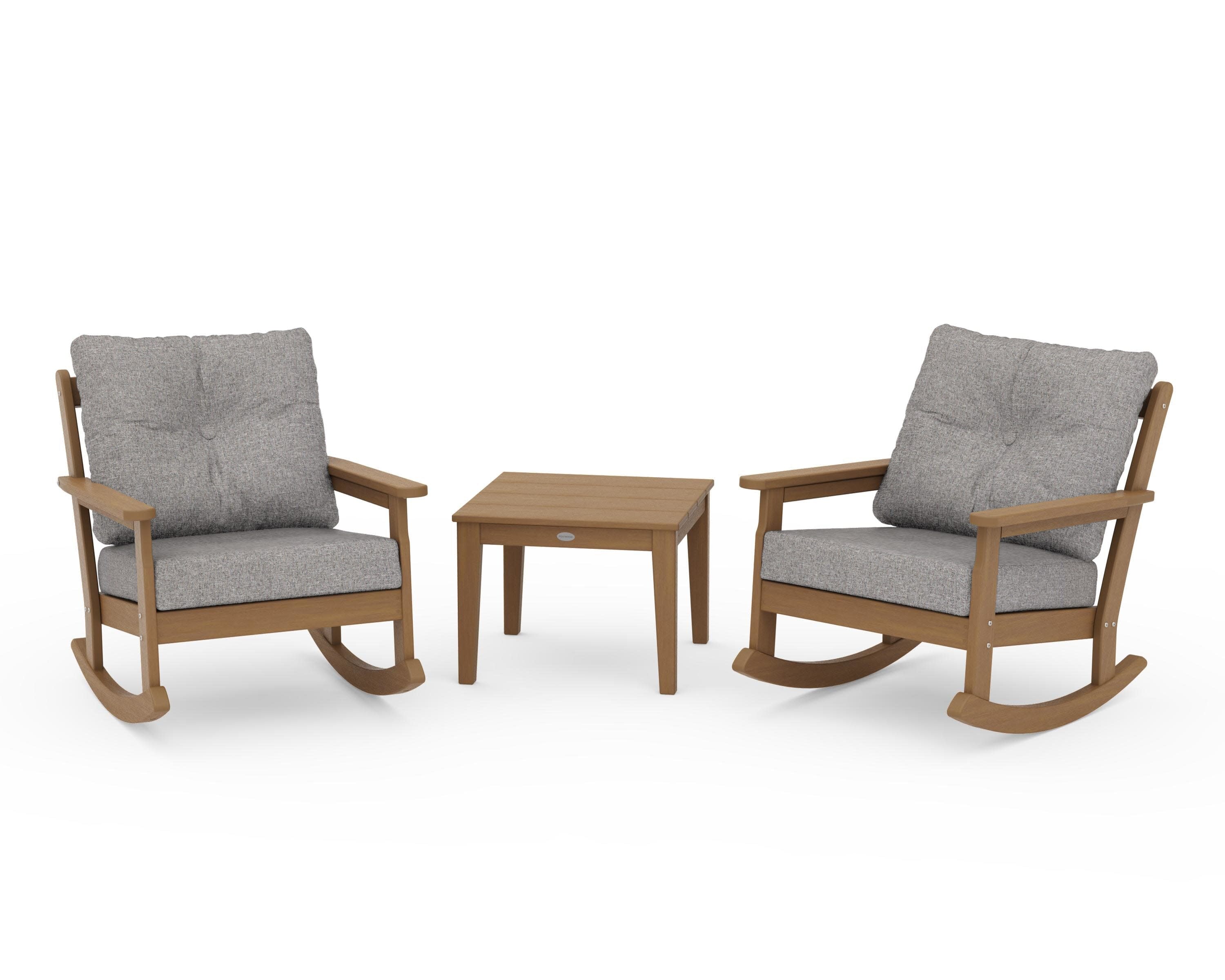 Vineyard 3-Piece Deep Seating Rocker Set in Natural / Grey Mist