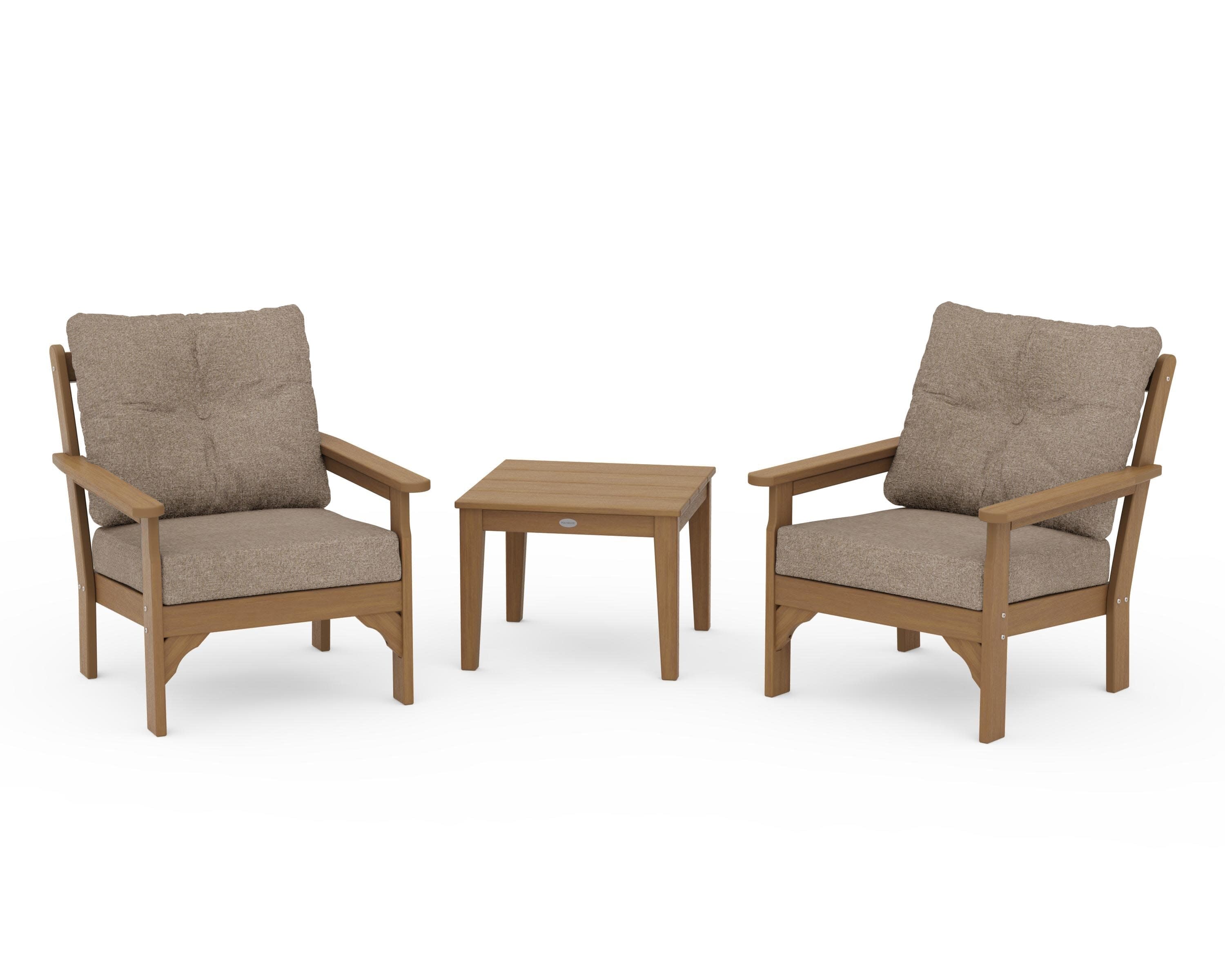 Vineyard 3-Piece Deep Seating Set in Natural / Spiced Burlap