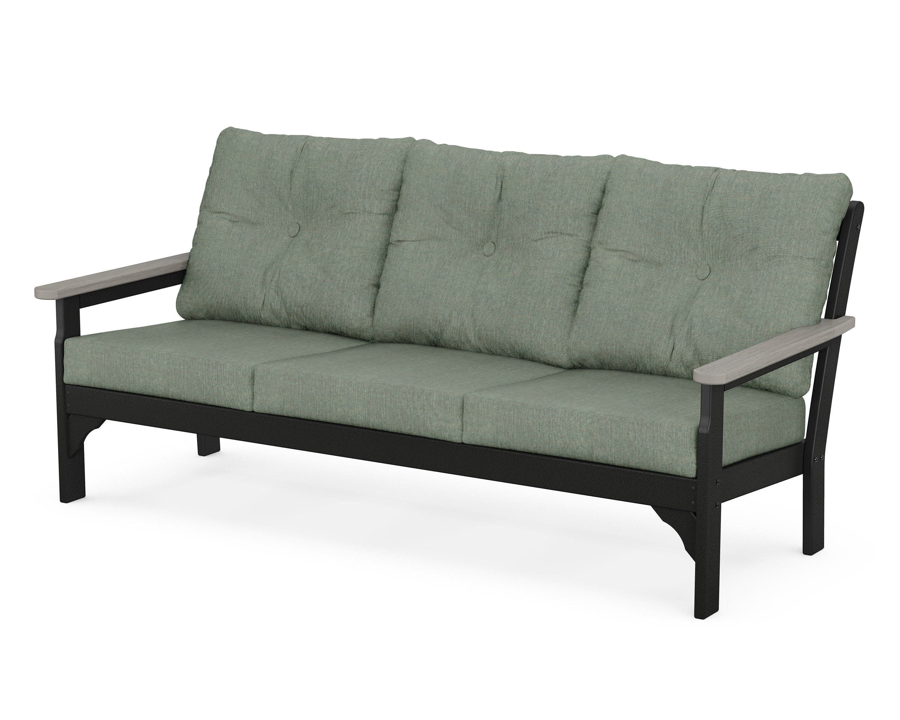 Vineyard Deep Seating Sofa in Black / Driftwood / Cast Sage