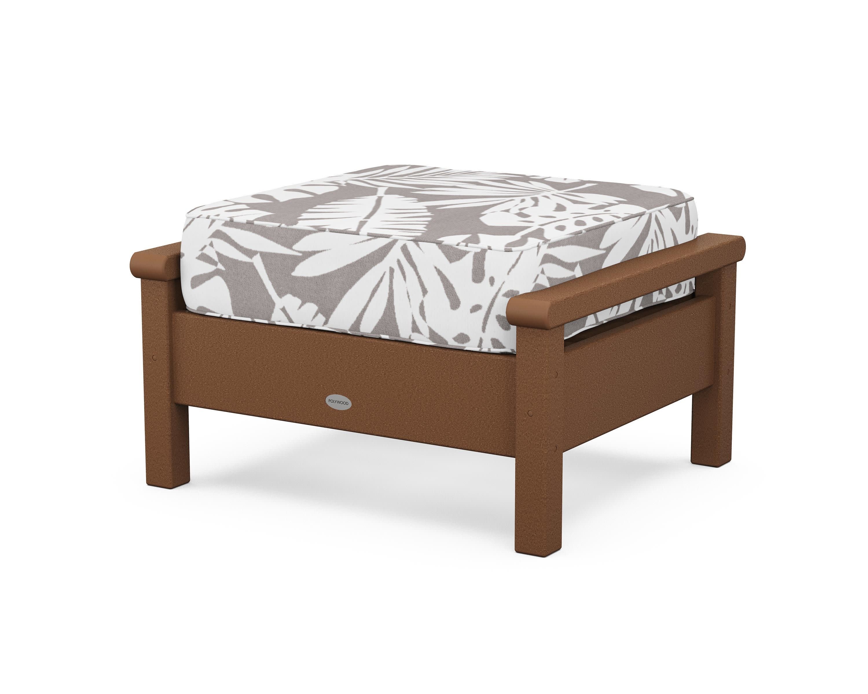 Harbour Deep Seating Ottoman in Teak / Leaf Grey Mist