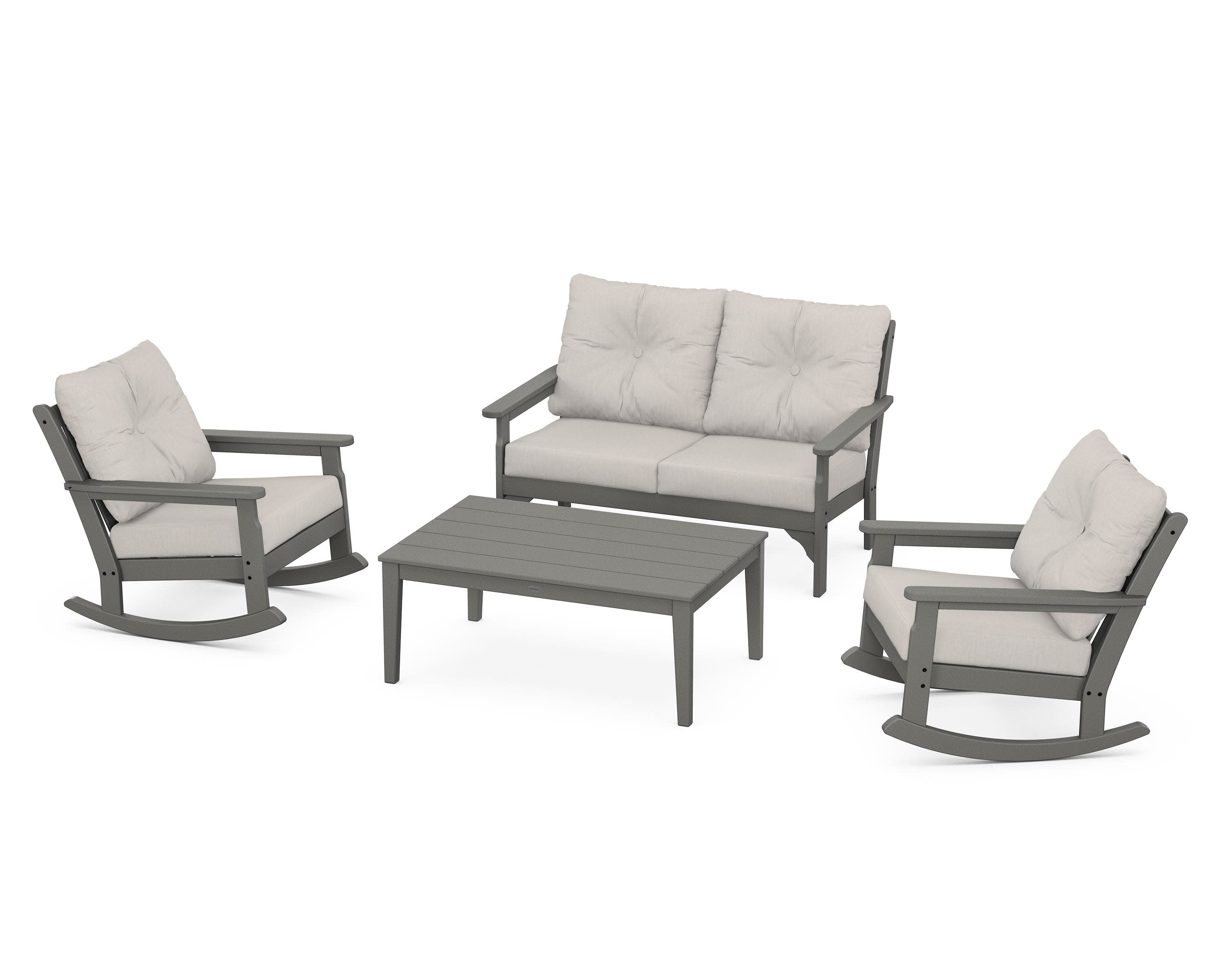 Vineyard 4-Piece Deep Seating Rocking Chair Set in Slate Grey / Cast Ash