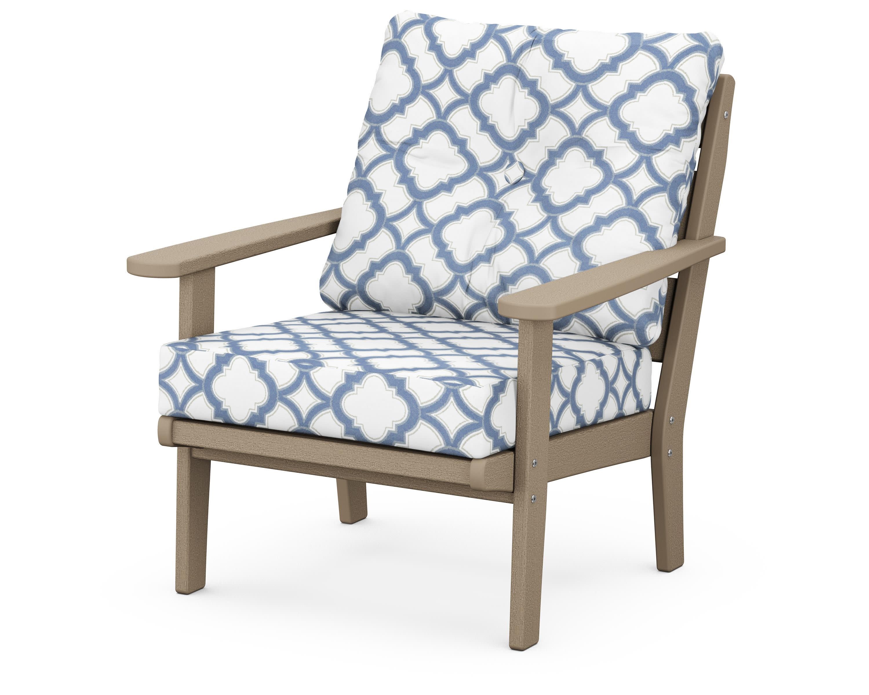 Lakeside Deep Seating Chair in Vintage Sahara / Trellis Sky Blue