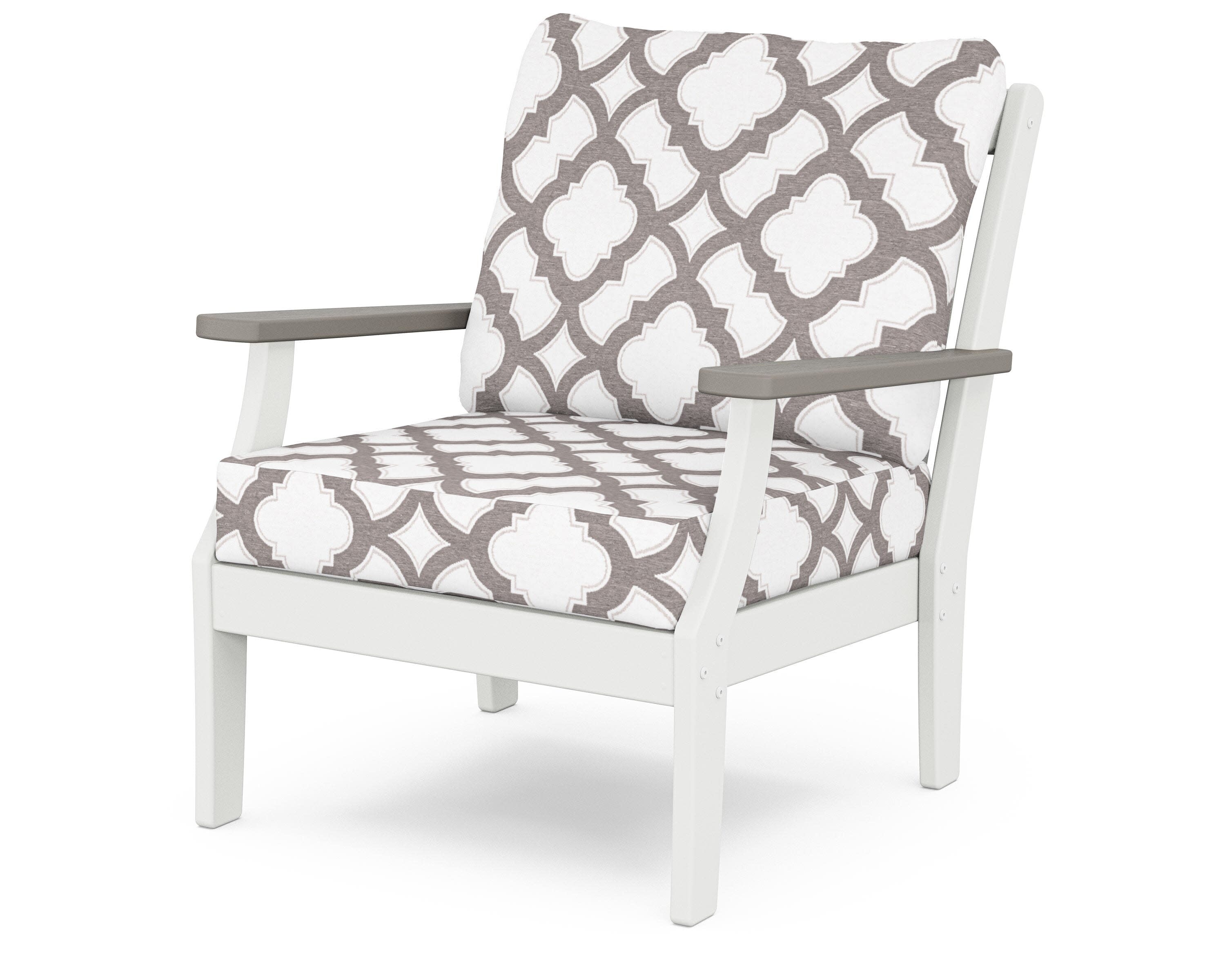 Braxton Deep Seating Chair in White / Driftwood / Trellis Grey Mist