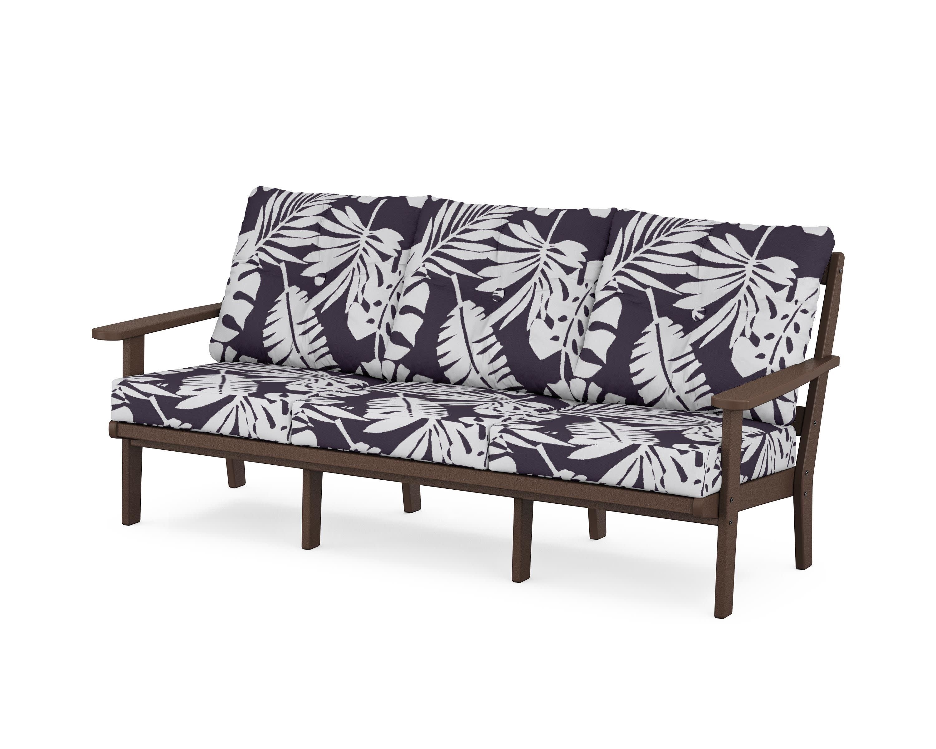 Mission Deep Seating Sofa in Mahogany / Leaf Navy