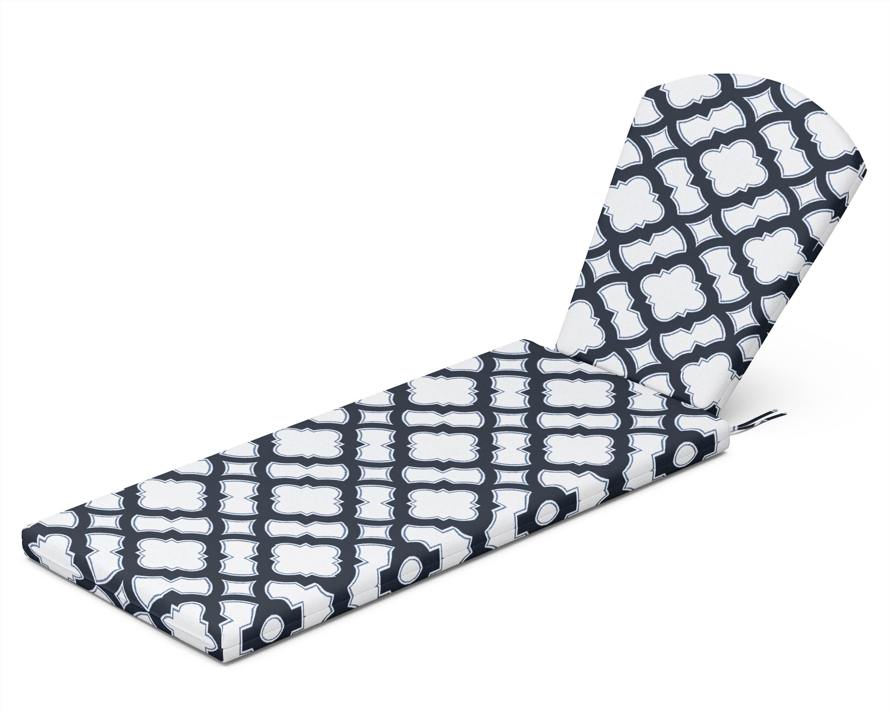 Chaise Cushion in Trellis Marine Indigo