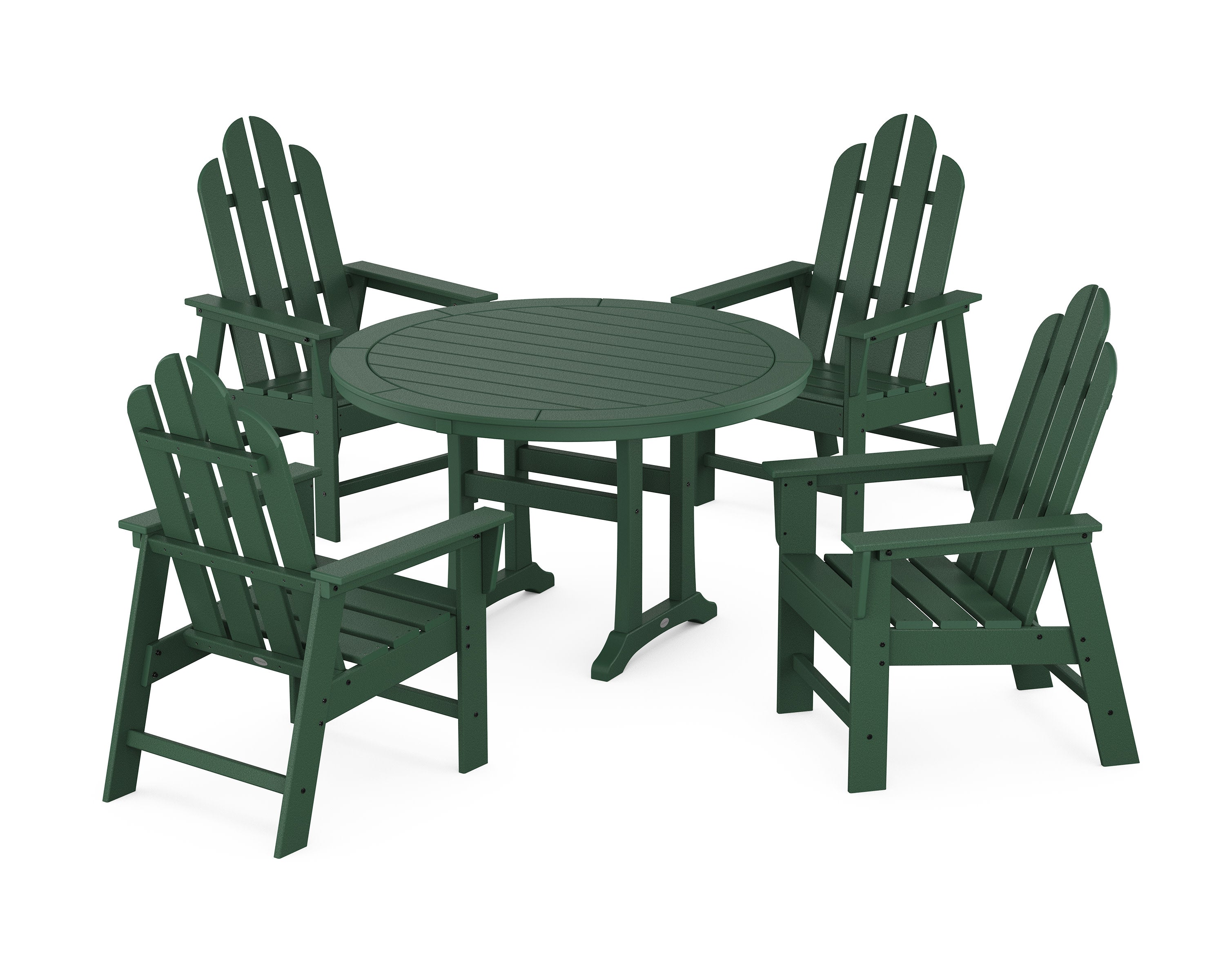 Long Island 5-Piece Round Dining Set with Trestle Legs in Green