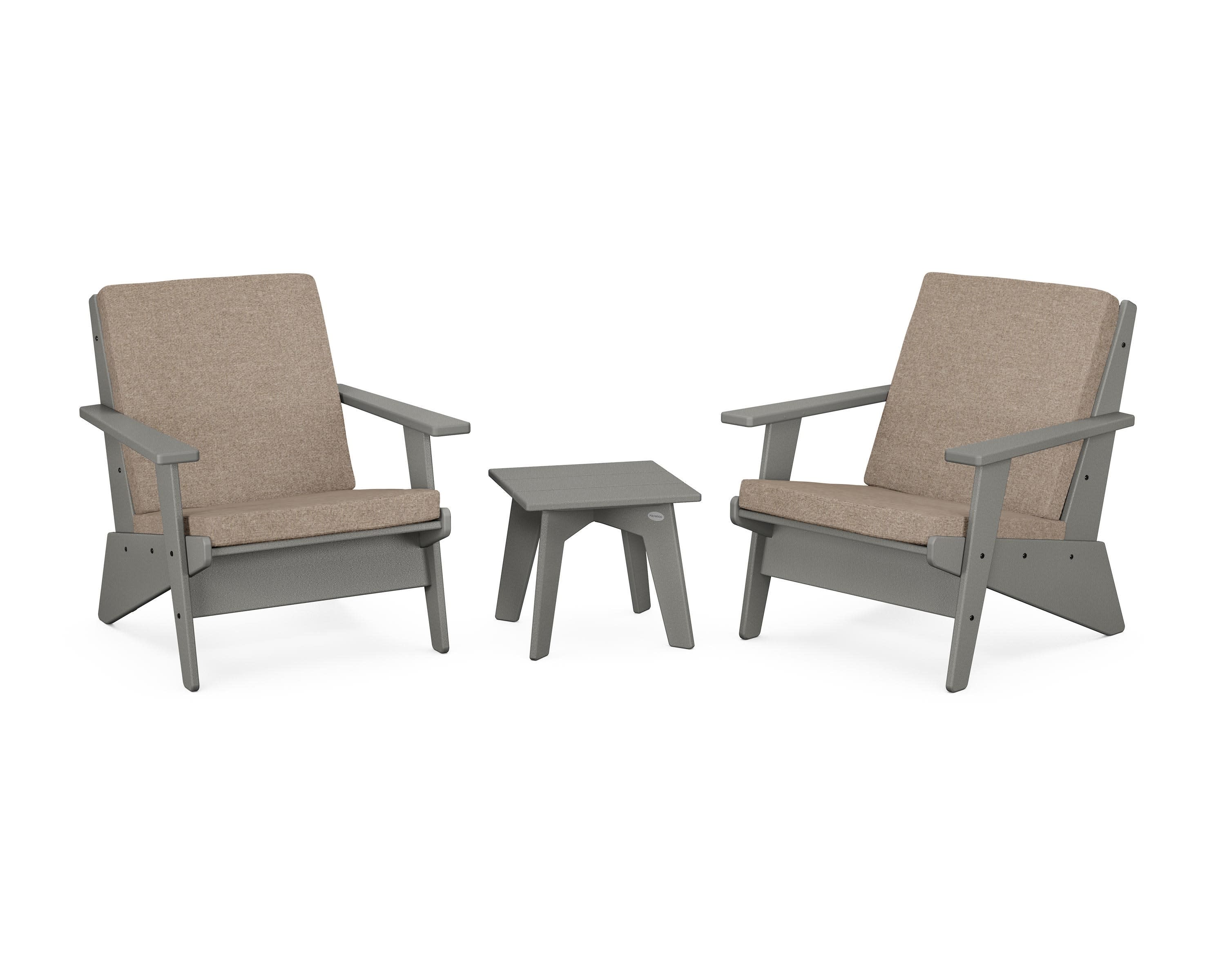 Riviera Modern Lounge 3-Piece Set in Slate Grey / Spiced Burlap