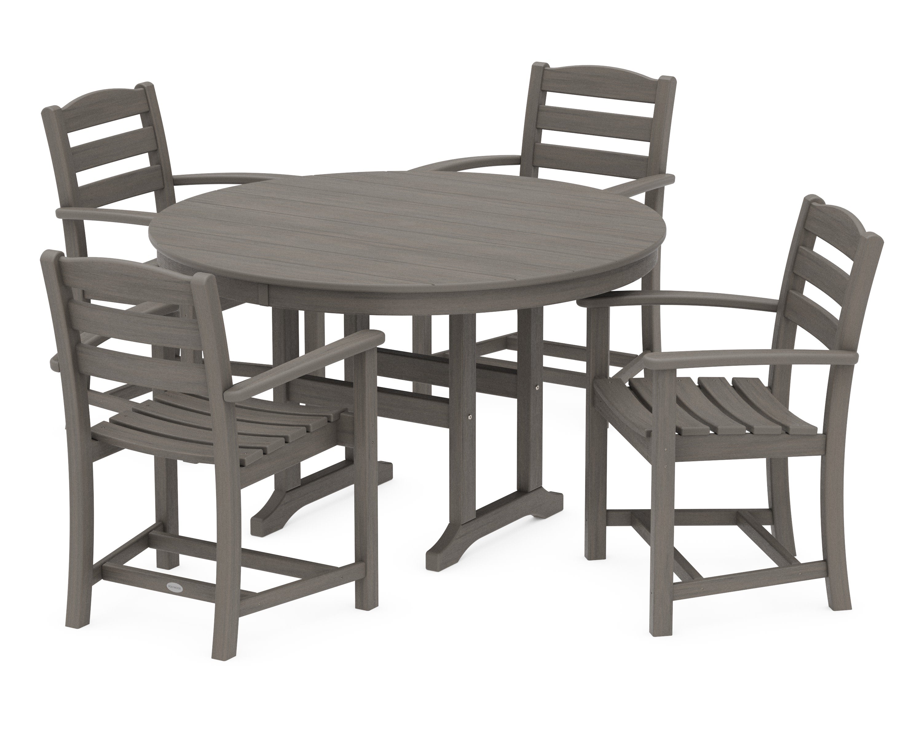 La Casa Caf 5-Piece Round Farmhouse Dining Set in Driftwood