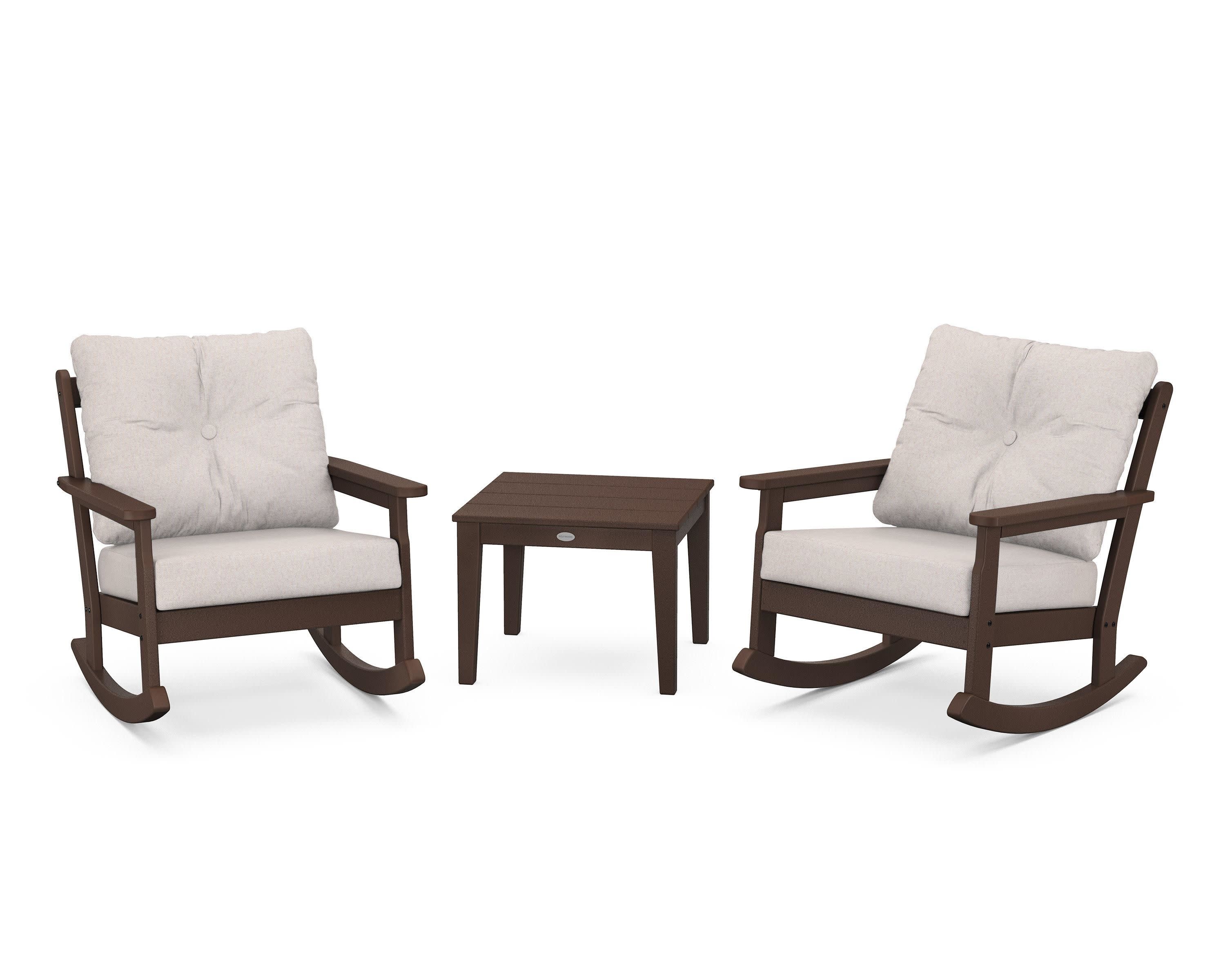 Vineyard 3-Piece Deep Seating Rocker Set in Mahogany / Dune Burlap