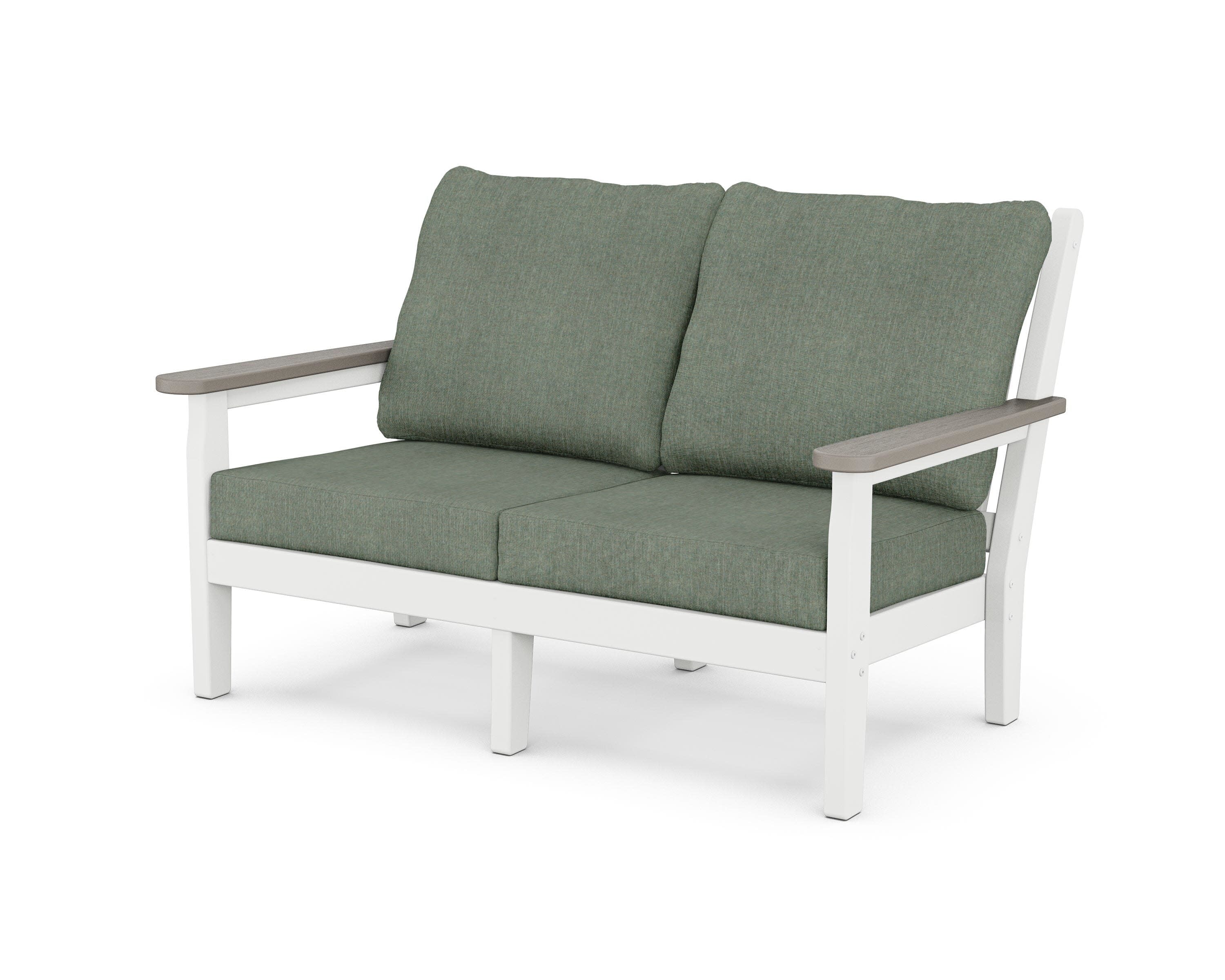 Chippendale Deep Seating Loveseat in White / Driftwood / Cast Sage