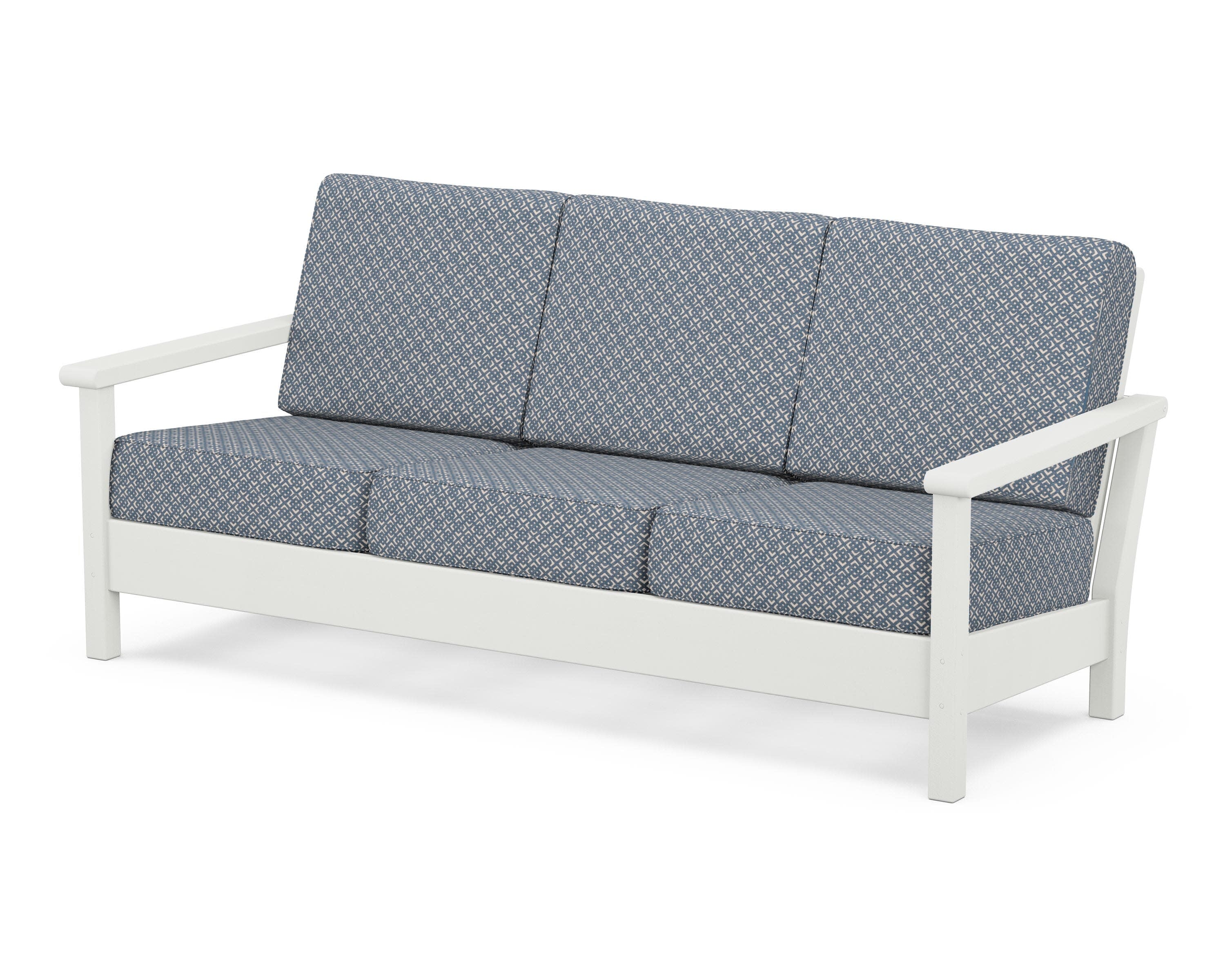 Harbour Deep Seating Sofa in Vintage White / Hopscotch