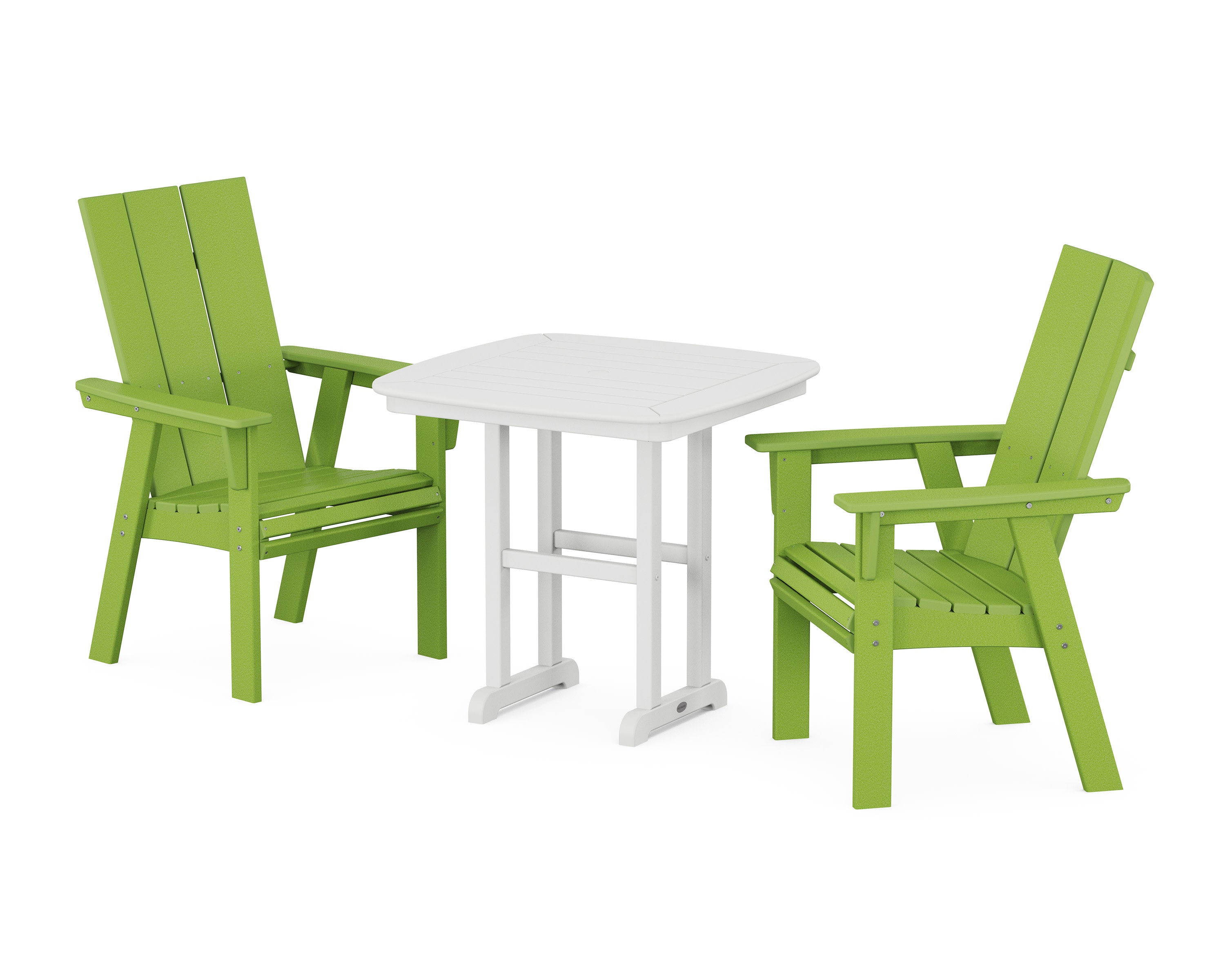 Modern Adirondack 3-Piece Dining Set in Lime / White
