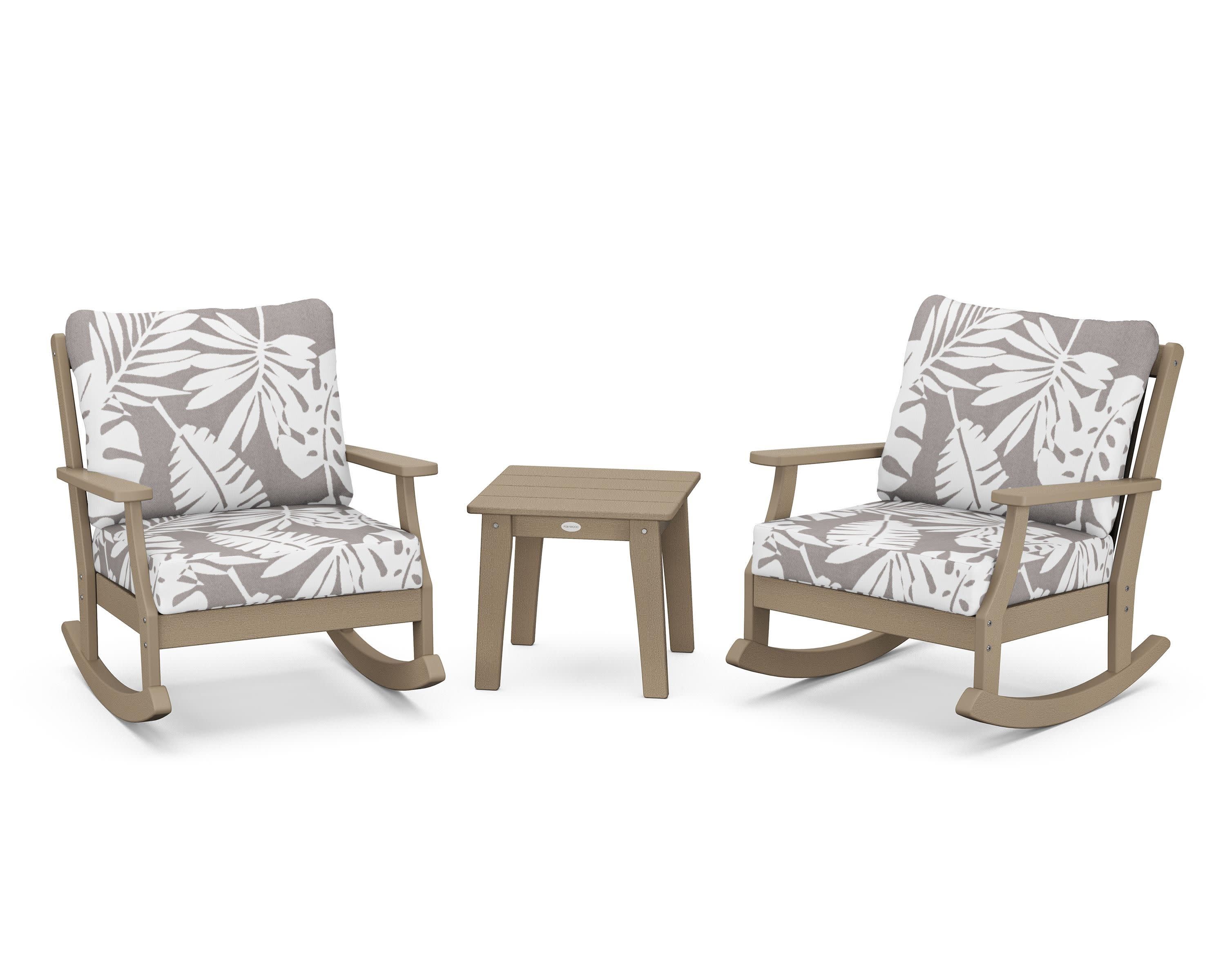 Braxton 3-Piece Deep Seating Rocker Set in Vintage Sahara / Leaf Grey Mist