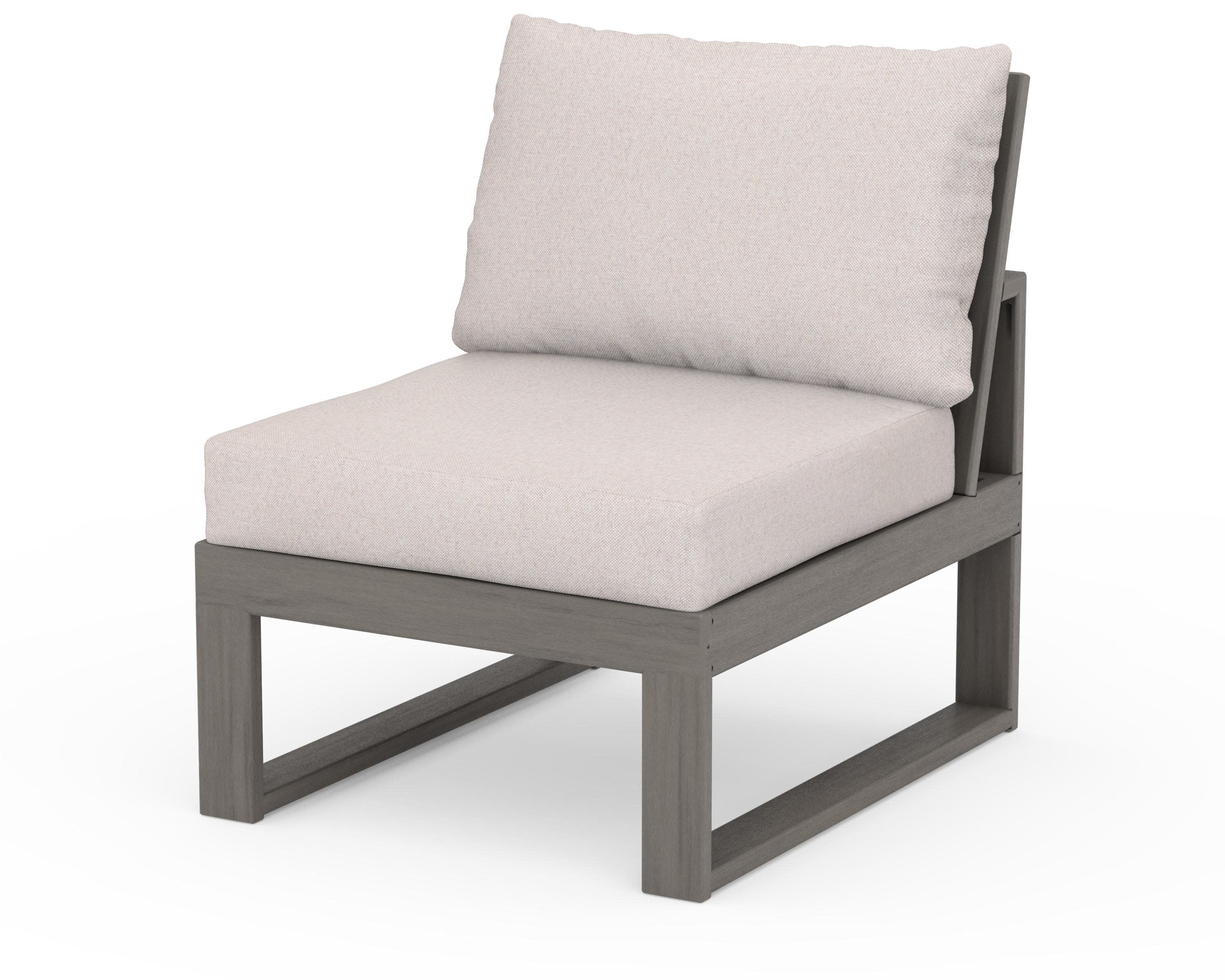 Modular Armless Chair in Driftwood / Dune Burlap