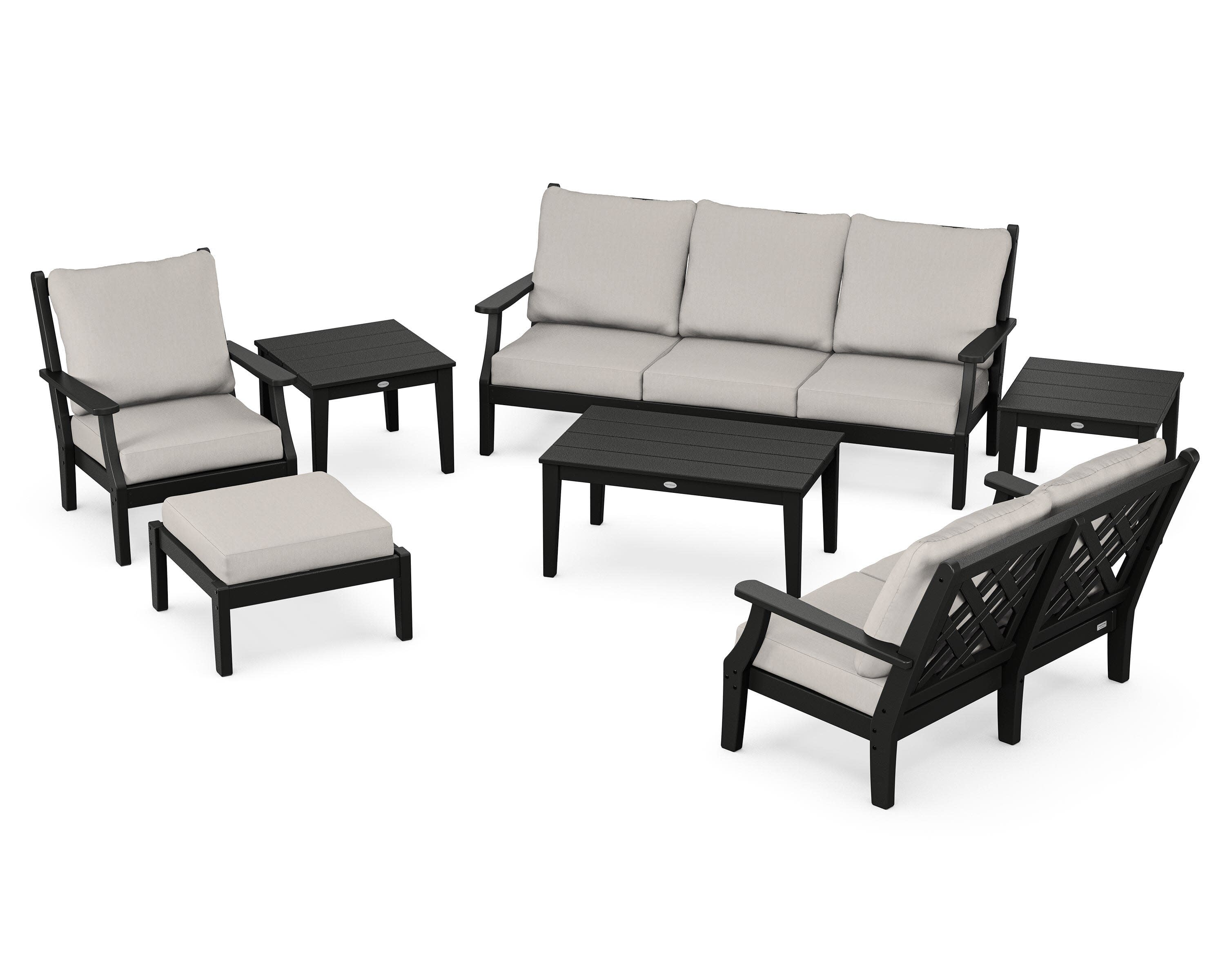 Wovendale 7-Piece Deep Seating Set in Black / Cast Ash