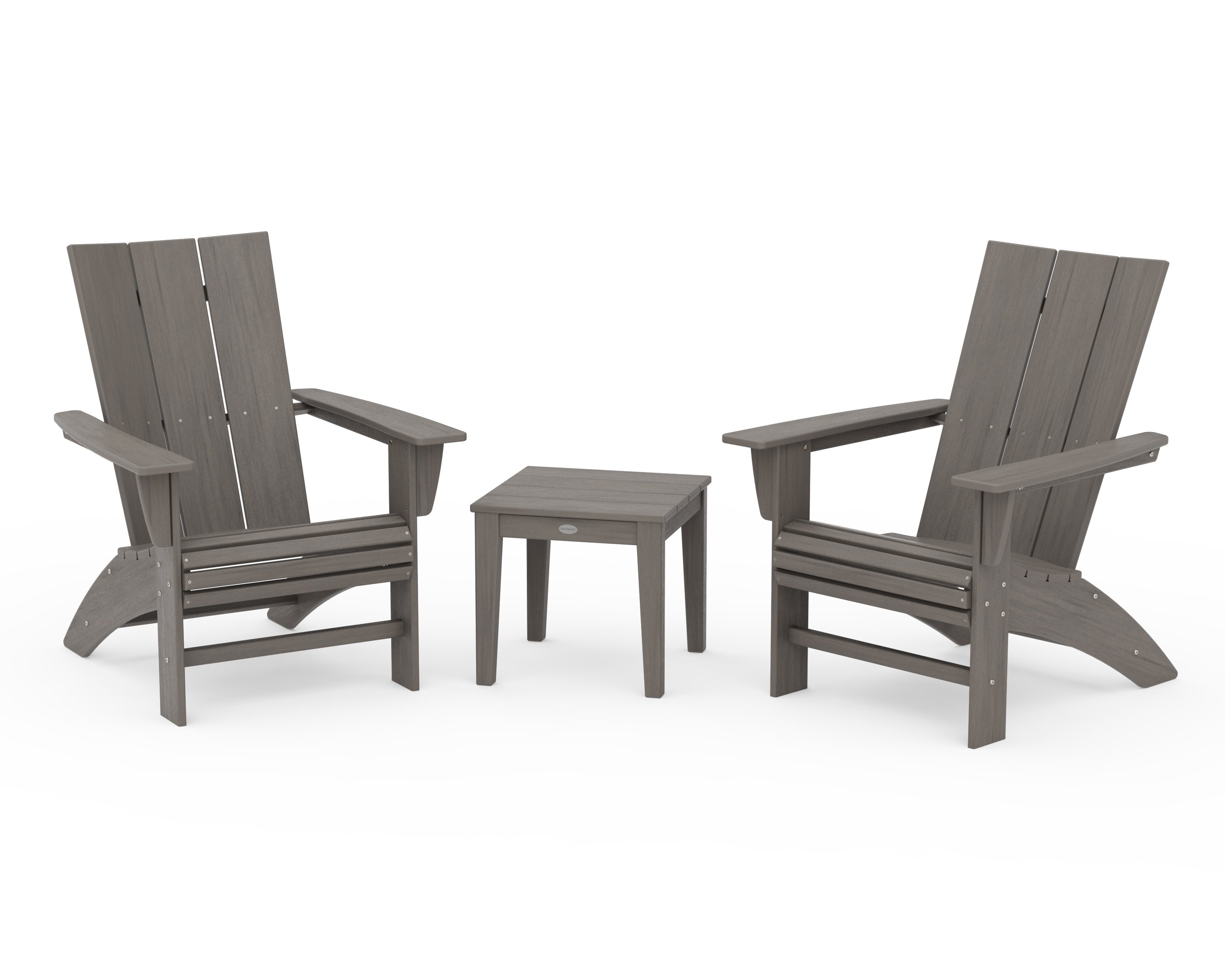 Modern 3-Piece Curveback  Adirondack Set in Driftwood