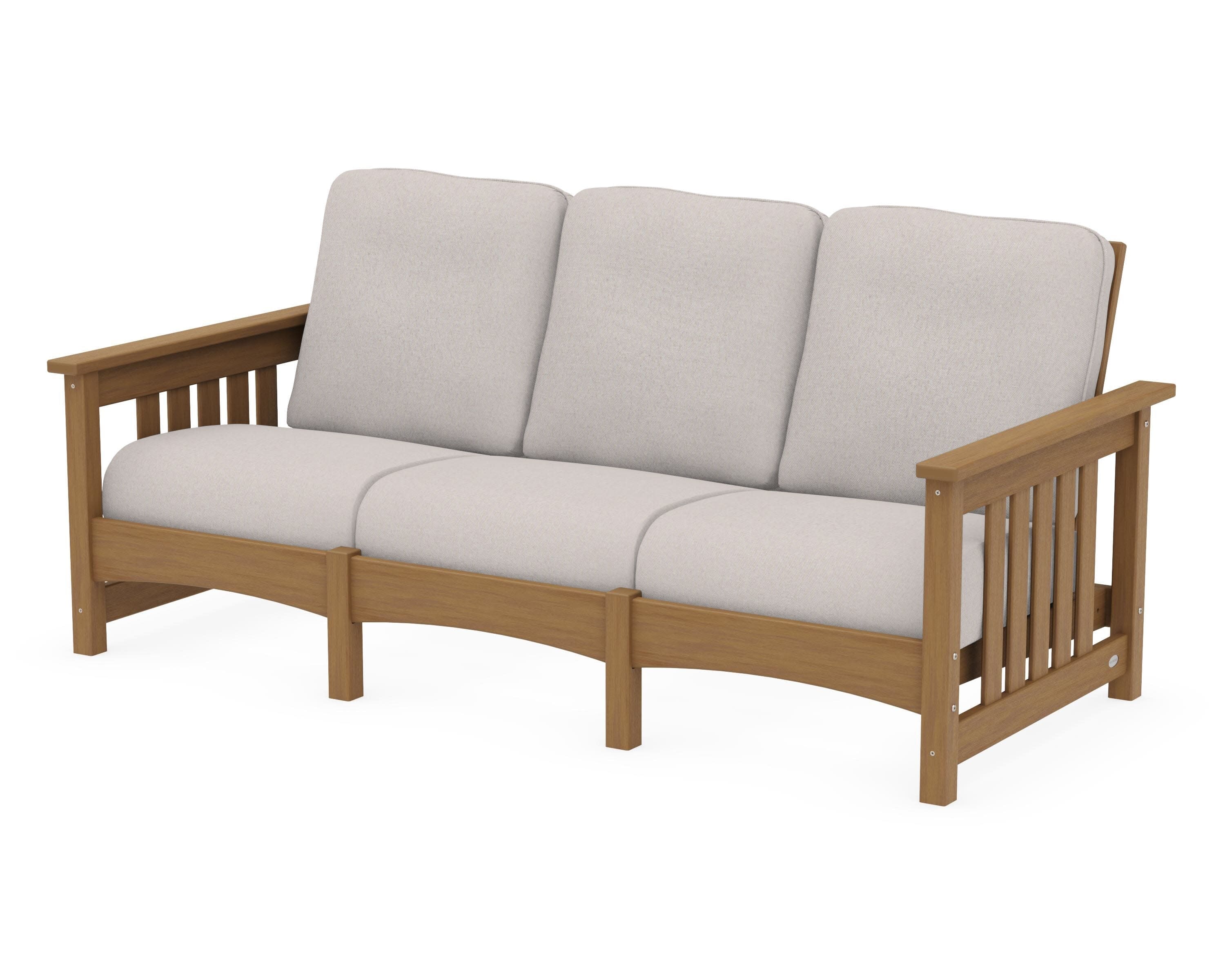Club Mission Sofa in Natural / Dune Burlap