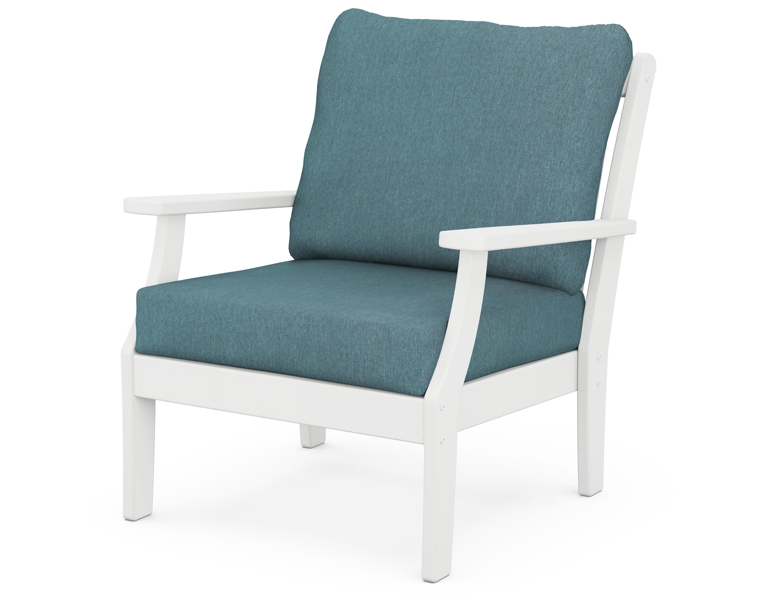 Braxton Deep Seating Chair in White / Ocean Teal