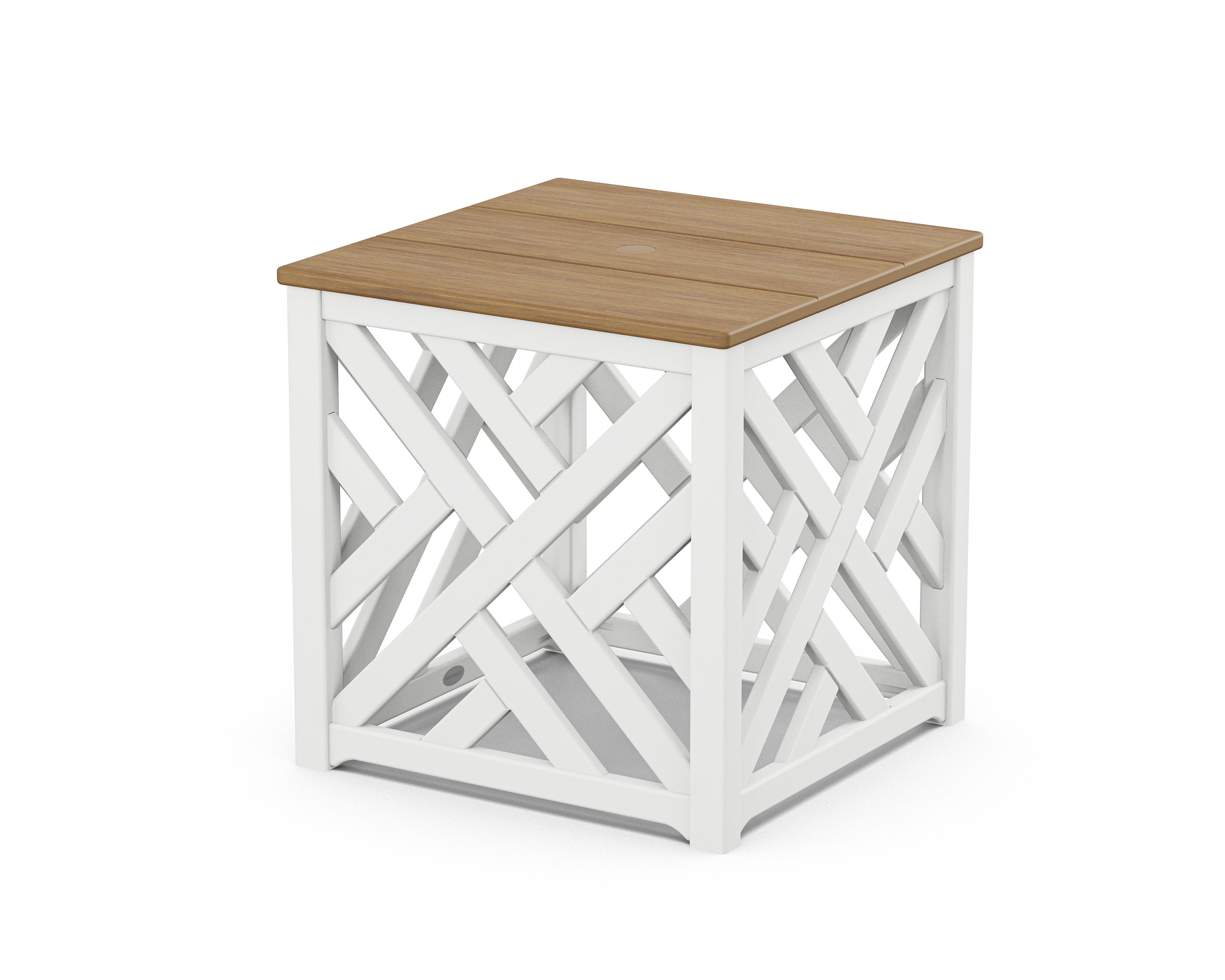 Chippendale Umbrella Stand Accent Table in White / Natural