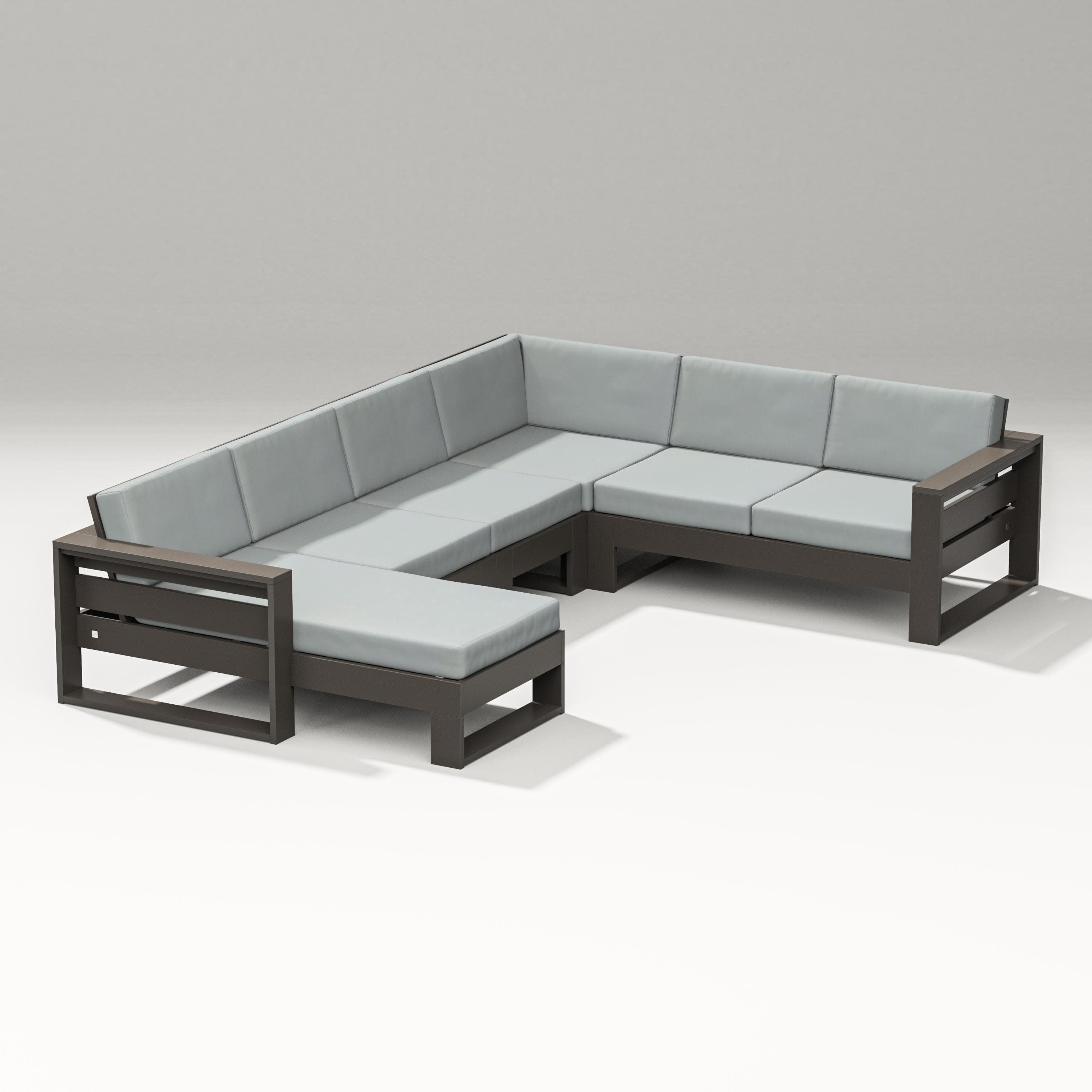 Latitude Corner Sectional with Left Chaise in Vintage Coffee / Spa