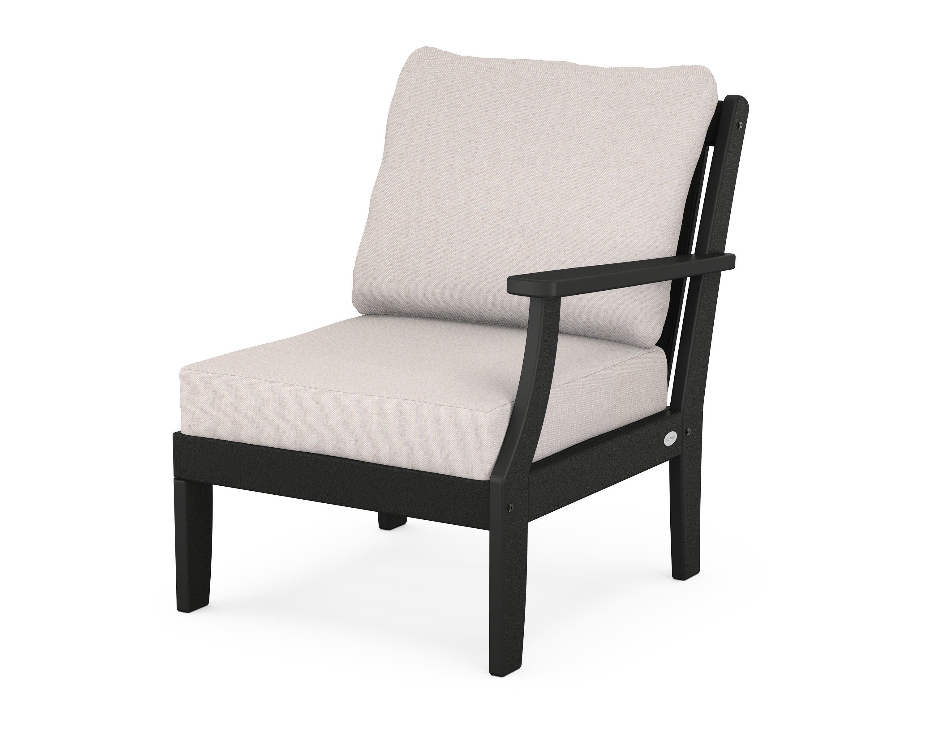 Braxton Modular Right Arm Chair in Black / Dune Burlap