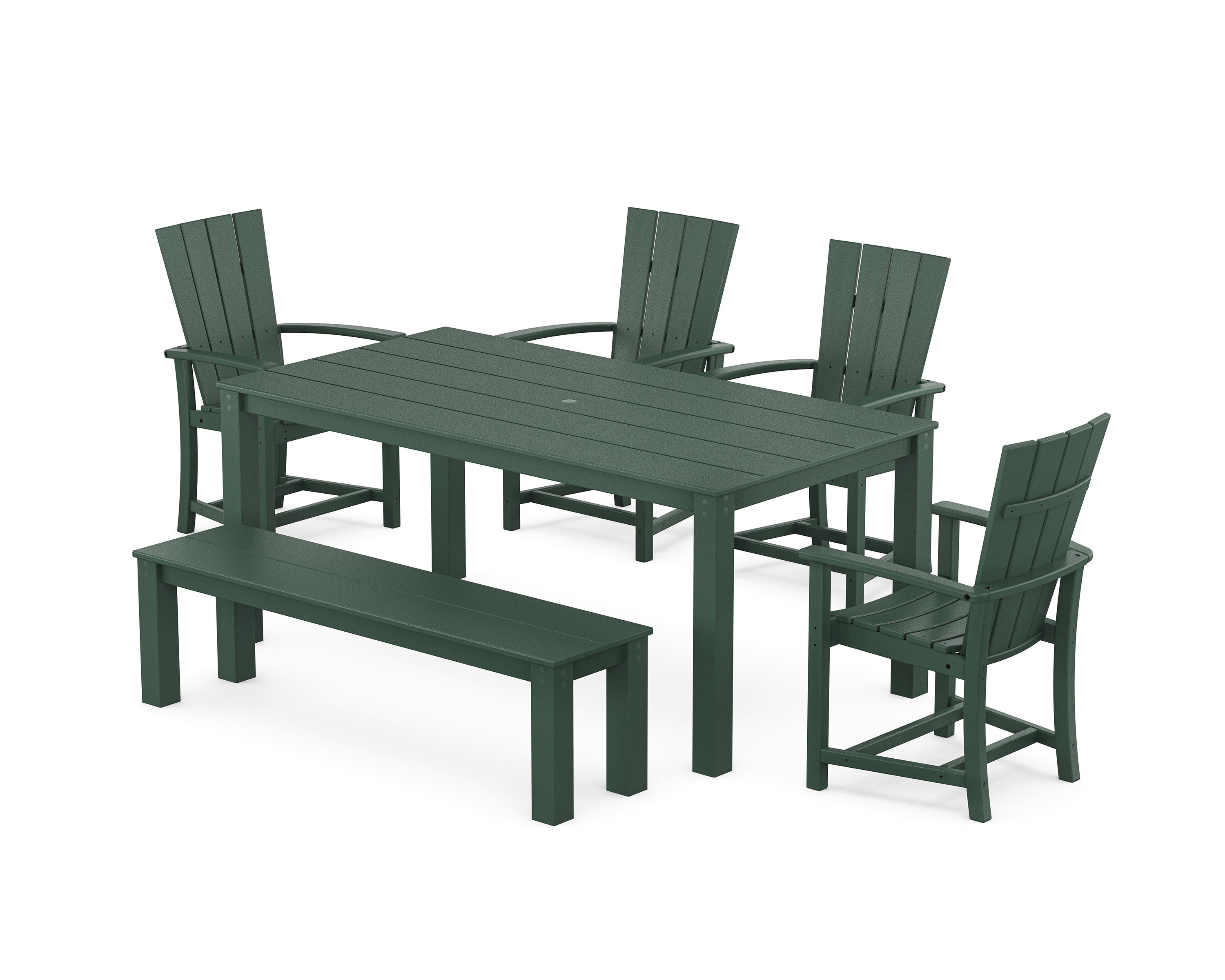 Quattro 6-Piece Parsons Dining Set with Bench in Green