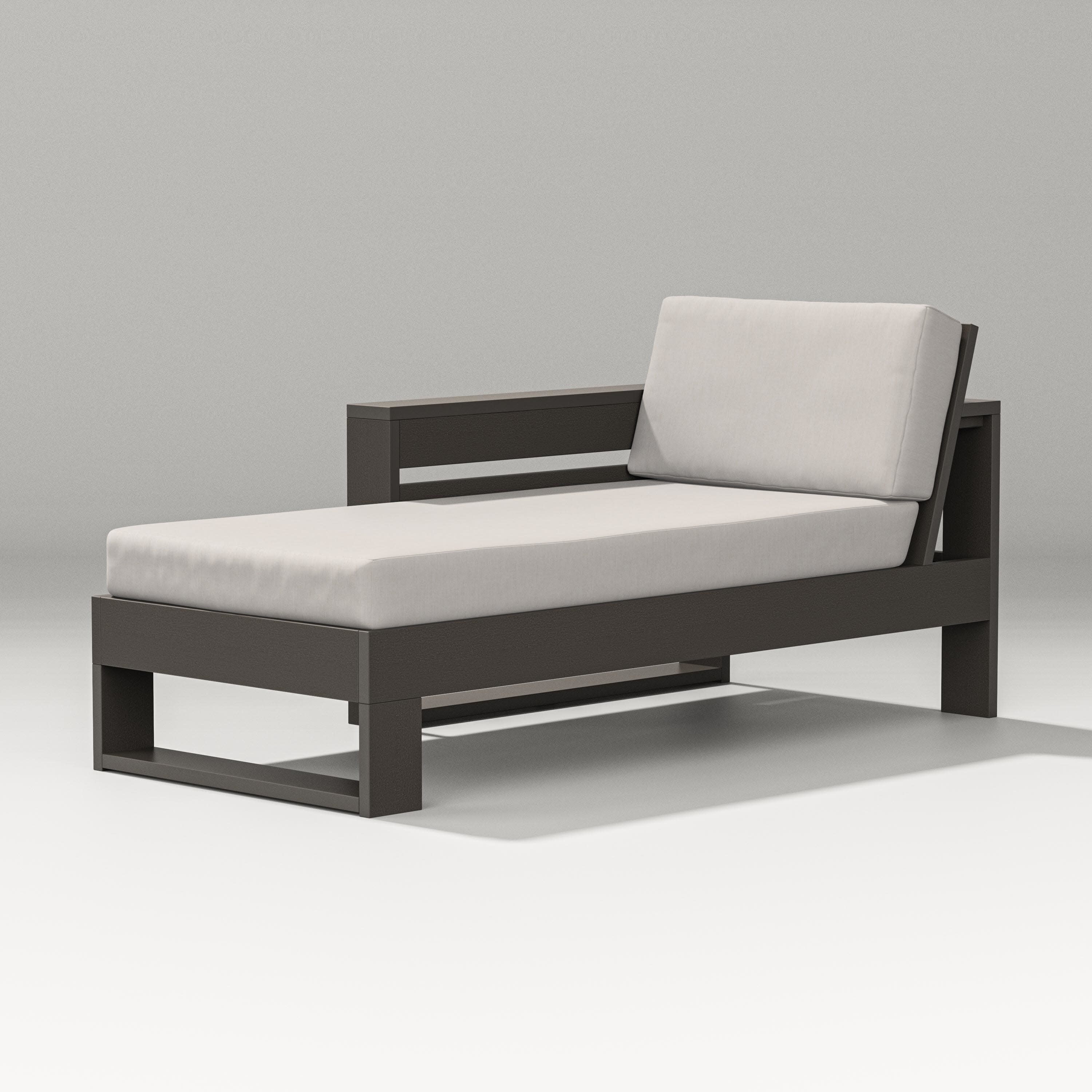 Latitude Modular Left Arm Chaise in Vintage Coffee / Cast Ash