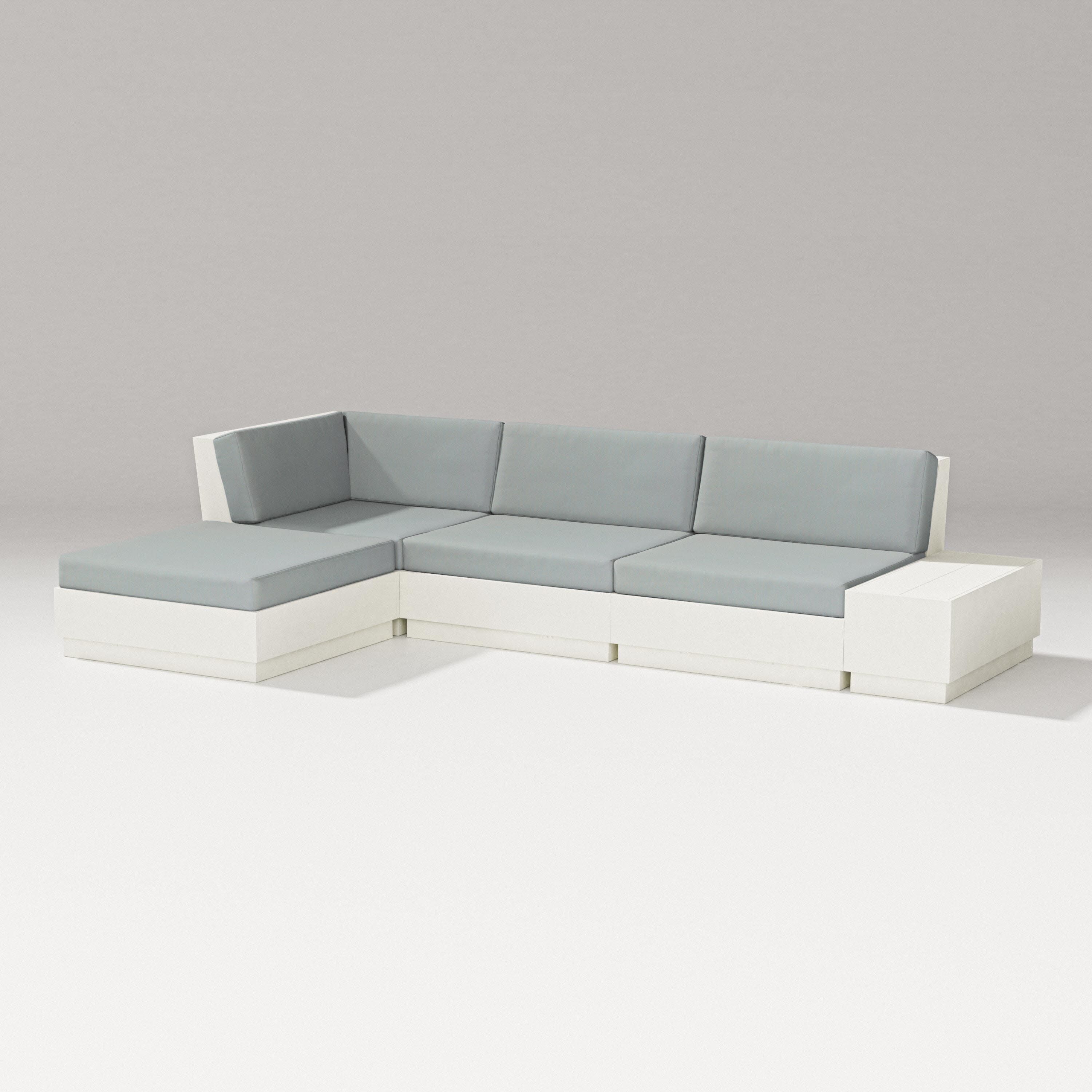 Elevate Chaise Sectional in Vintage White / Spa