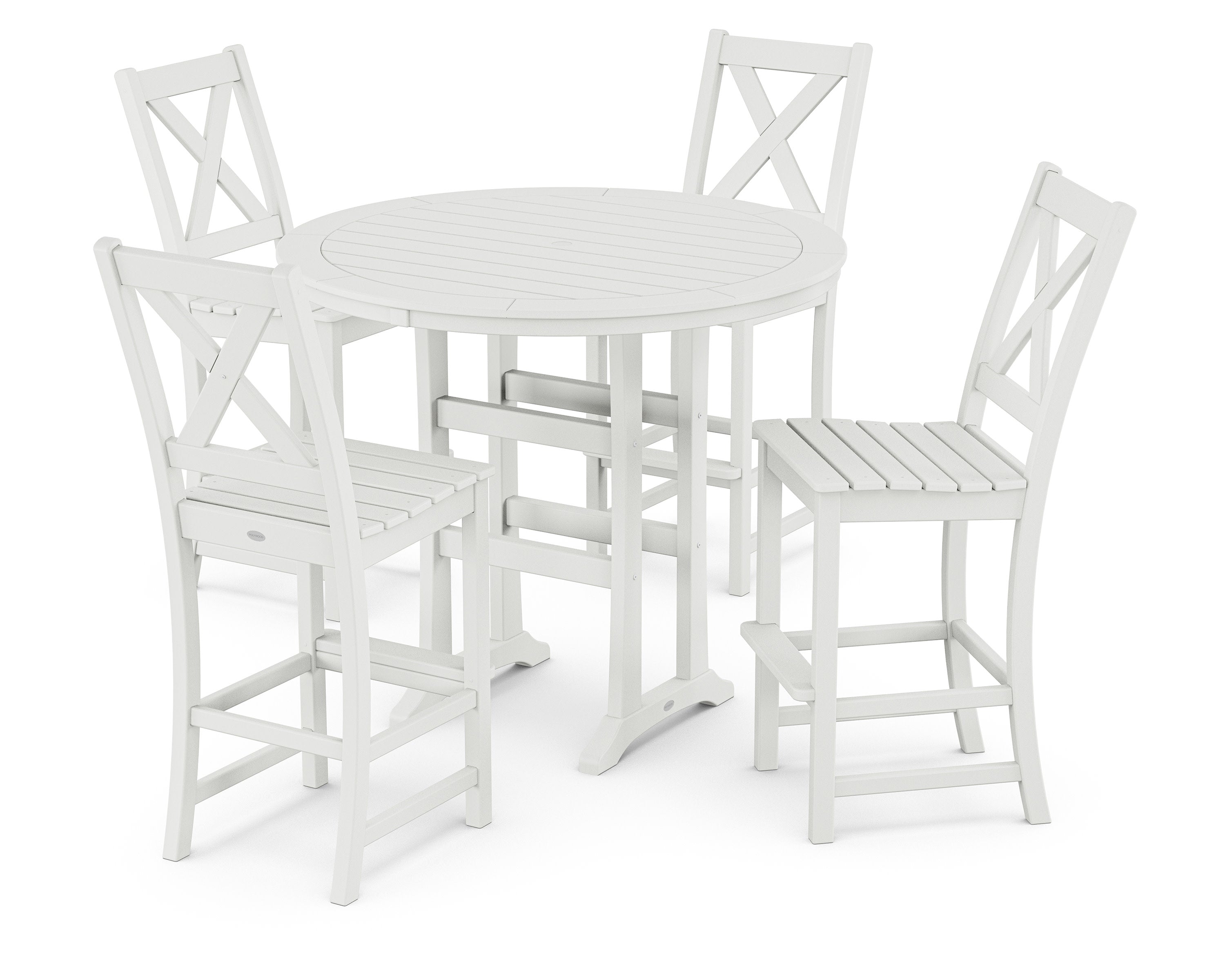 Braxton 5-Piece Nautical Trestle Arm Chair Bar Set in White