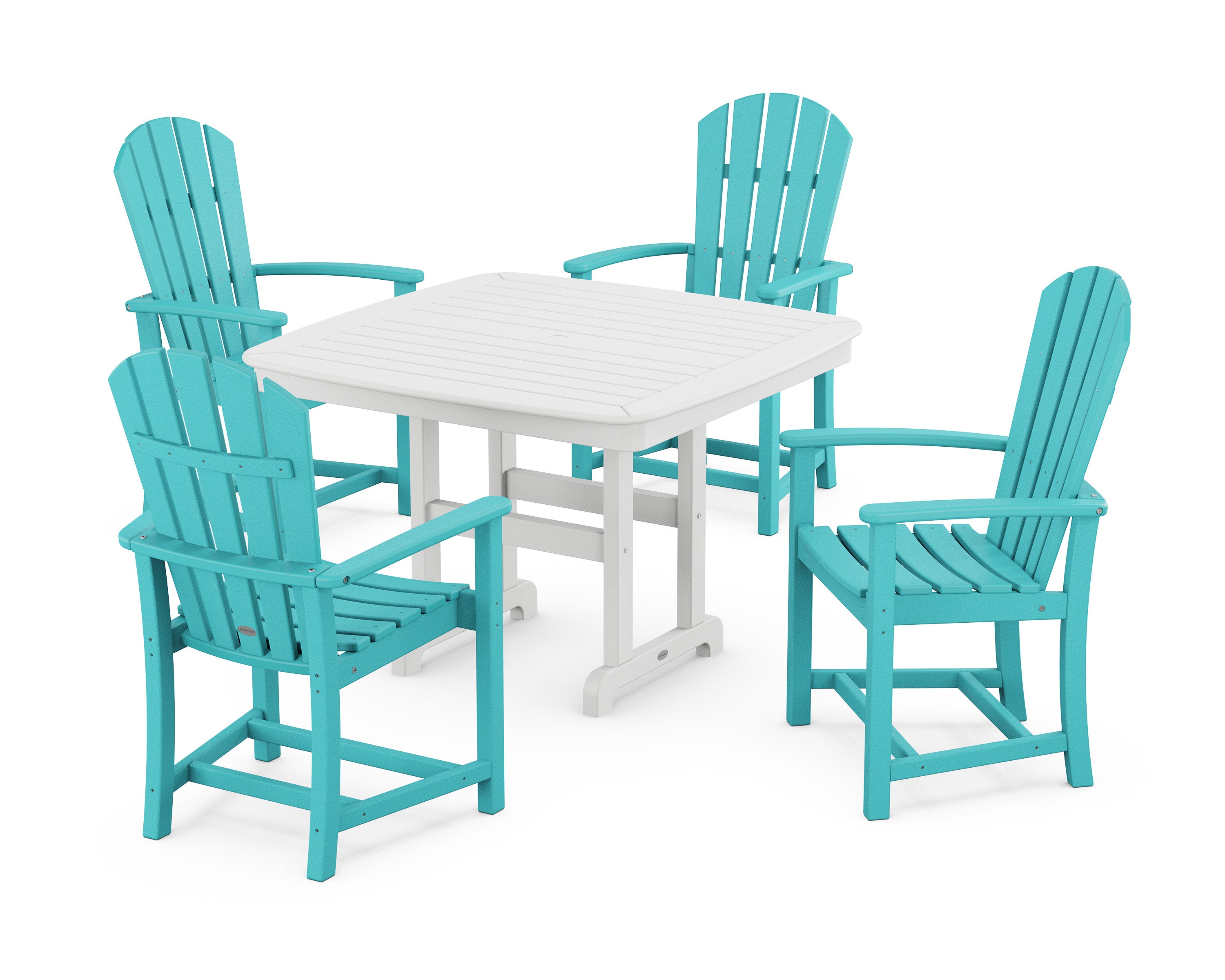 Palm Coast 5-Piece Dining Set with Trestle Legs in Aruba / White