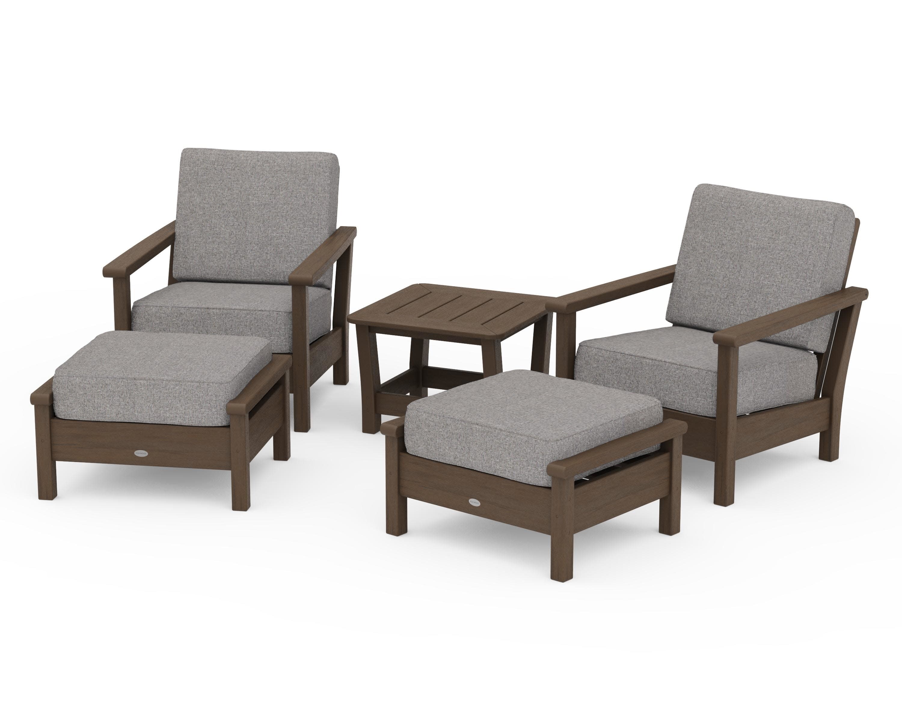 Harbour 5-Piece Deep Seating Chair Set in Kona / Grey Mist