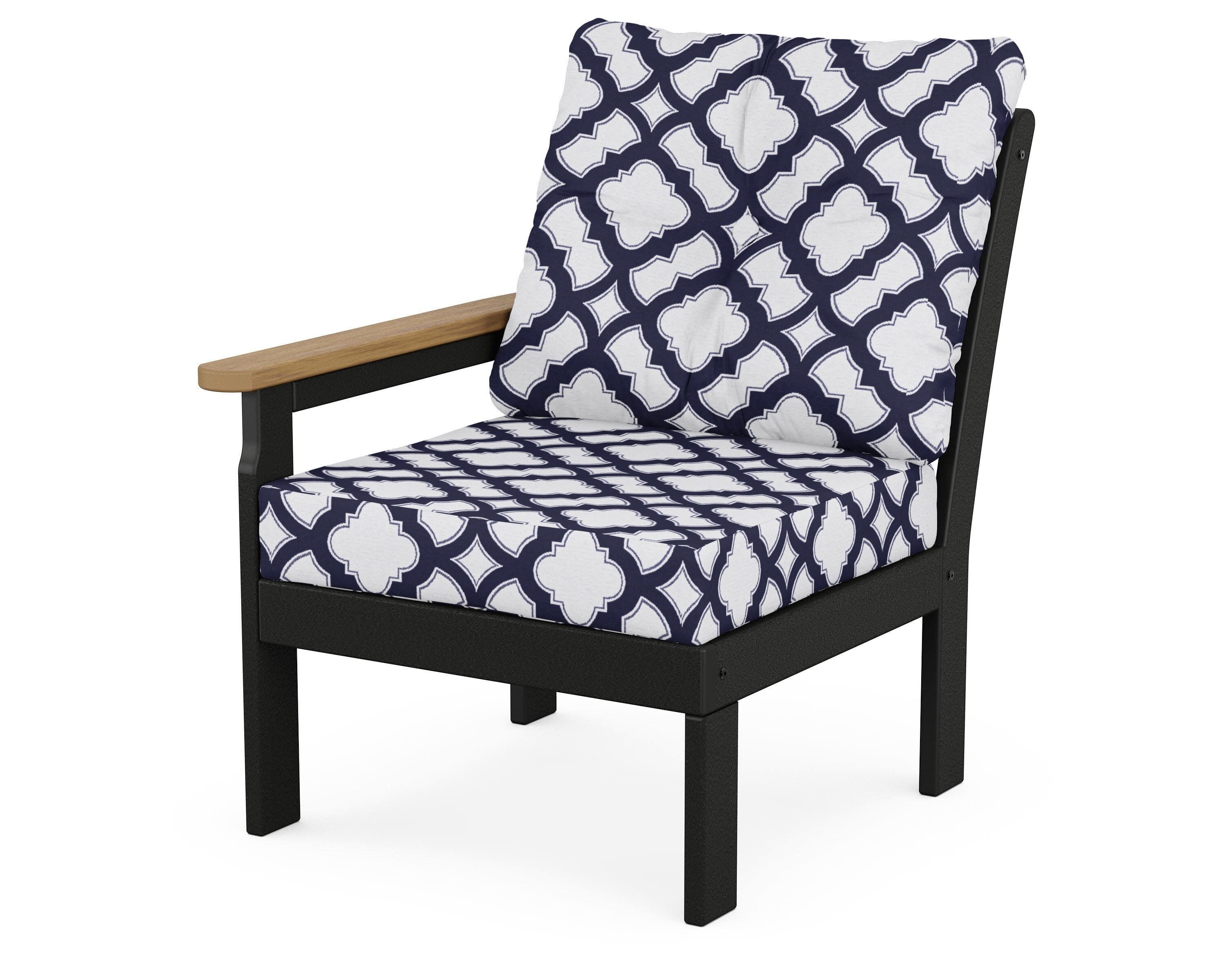 Vineyard Modular Left Arm Chair in Black / Natural / Trellis Navy