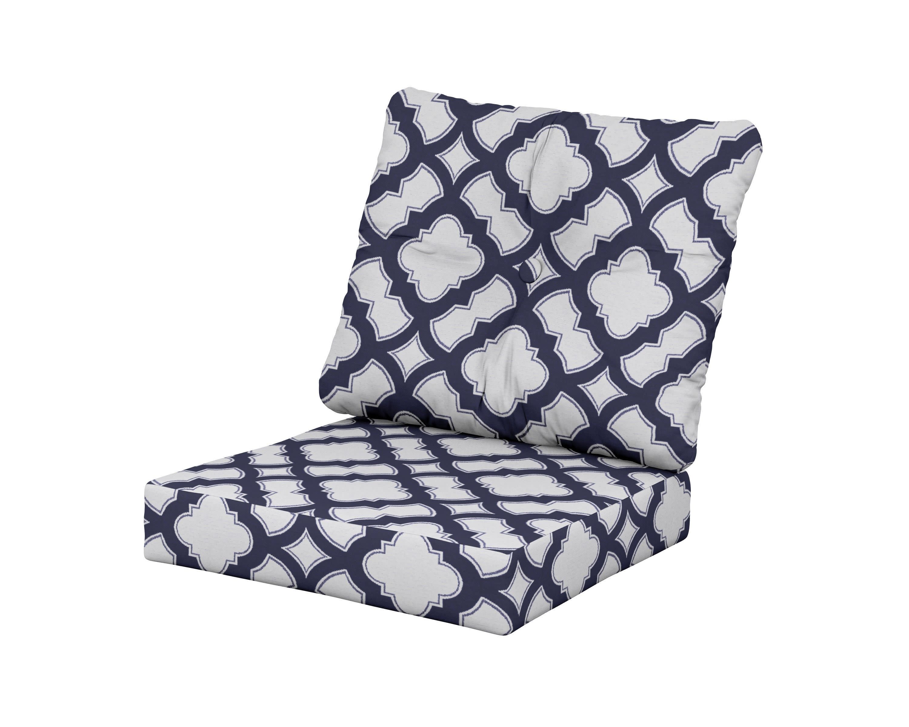 Vineyard Seat/Back Cushion in Trellis Navy