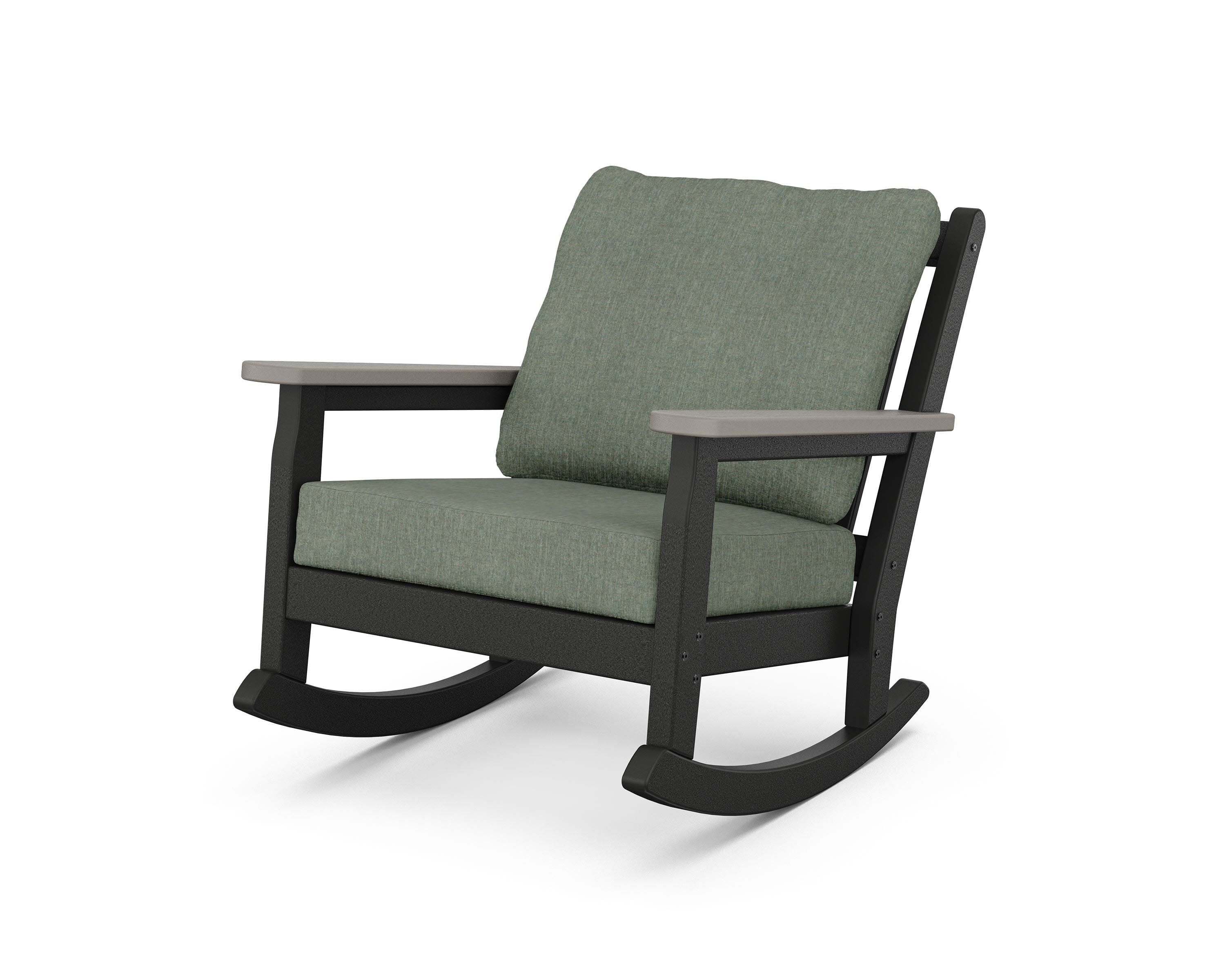 Chippendale Deep Seating Rocking Chair in Black / Driftwood / Cast Sage
