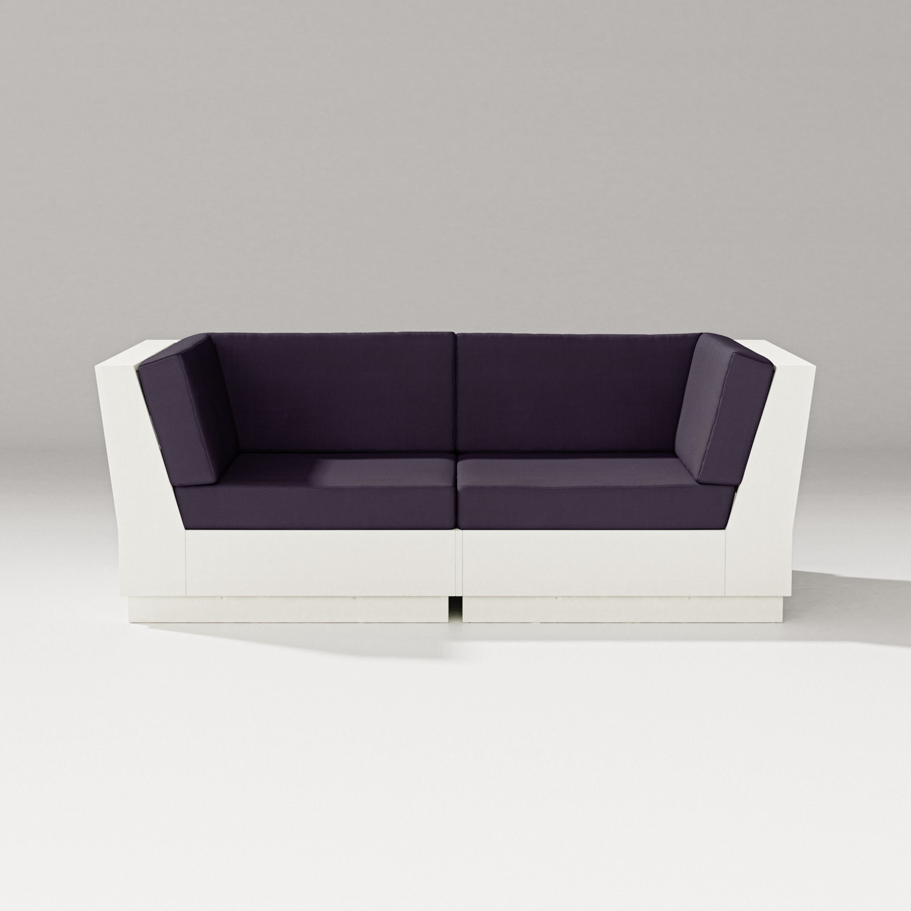 Elevate Loveseat Sectional in Vintage White / Navy Linen