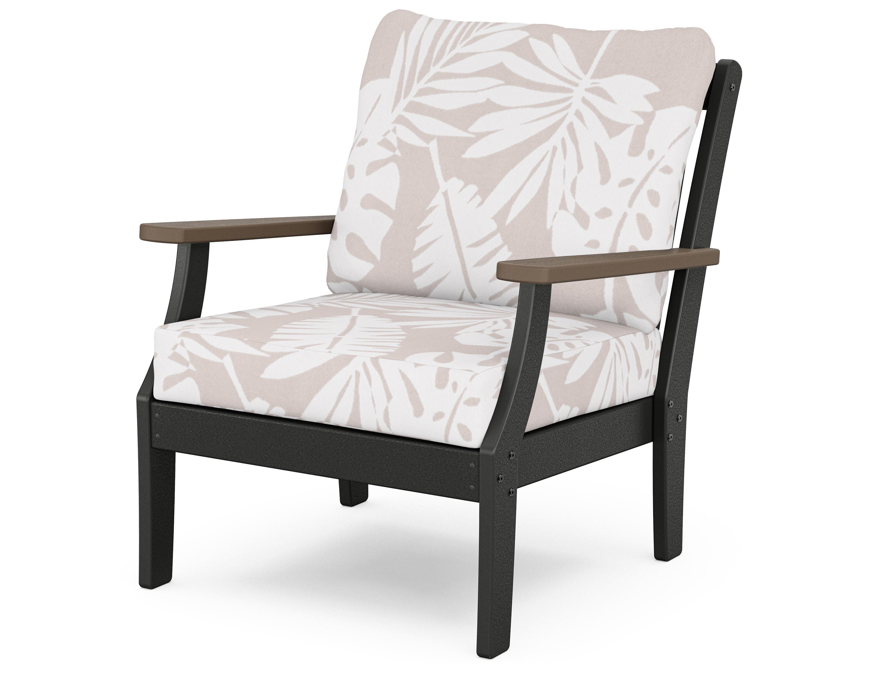Braxton Deep Seating Chair in Black / Kona / Leaf Dune Burlap