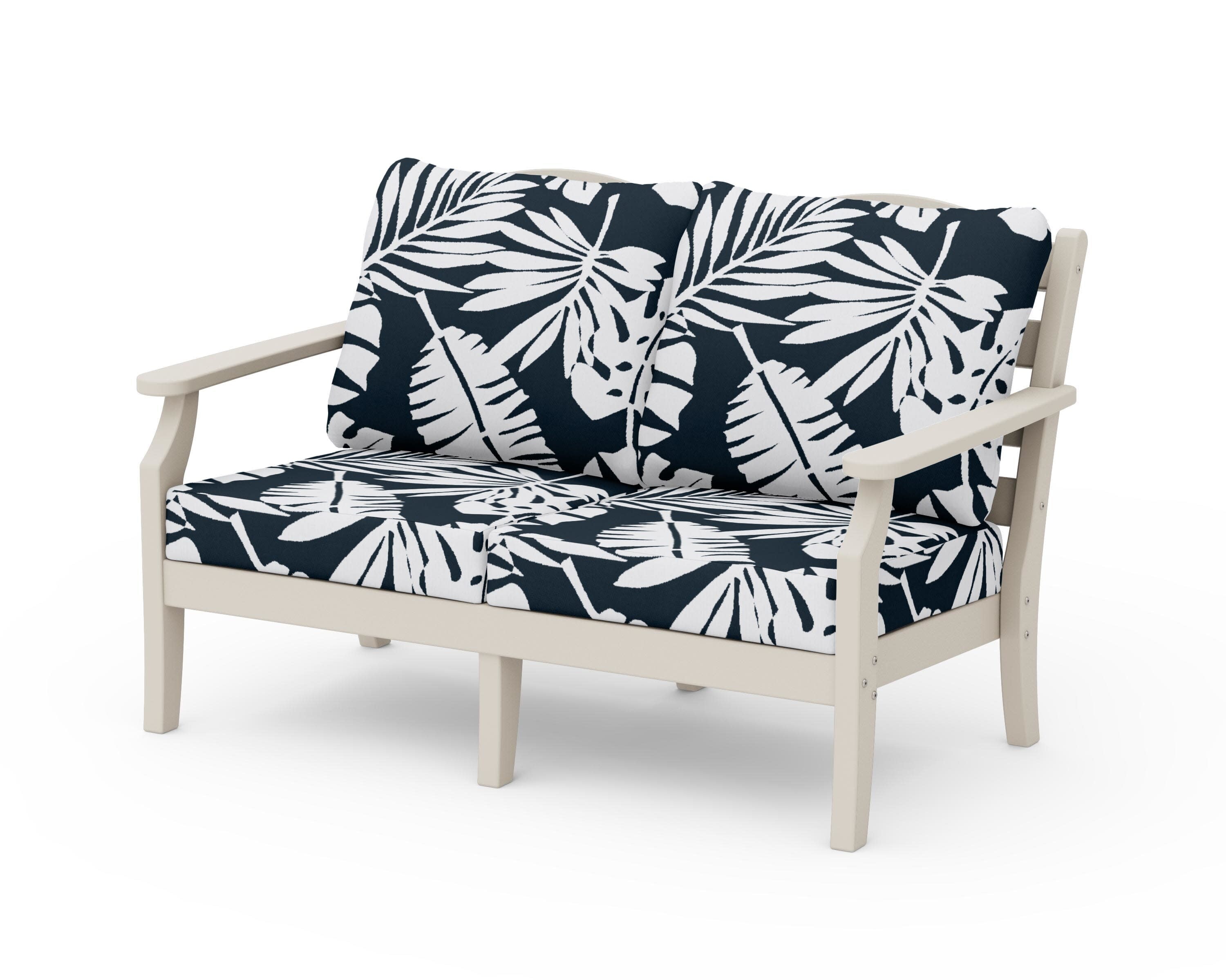 Savannah Deep Seating Loveseat in Sand / Leaf Marine Indigo
