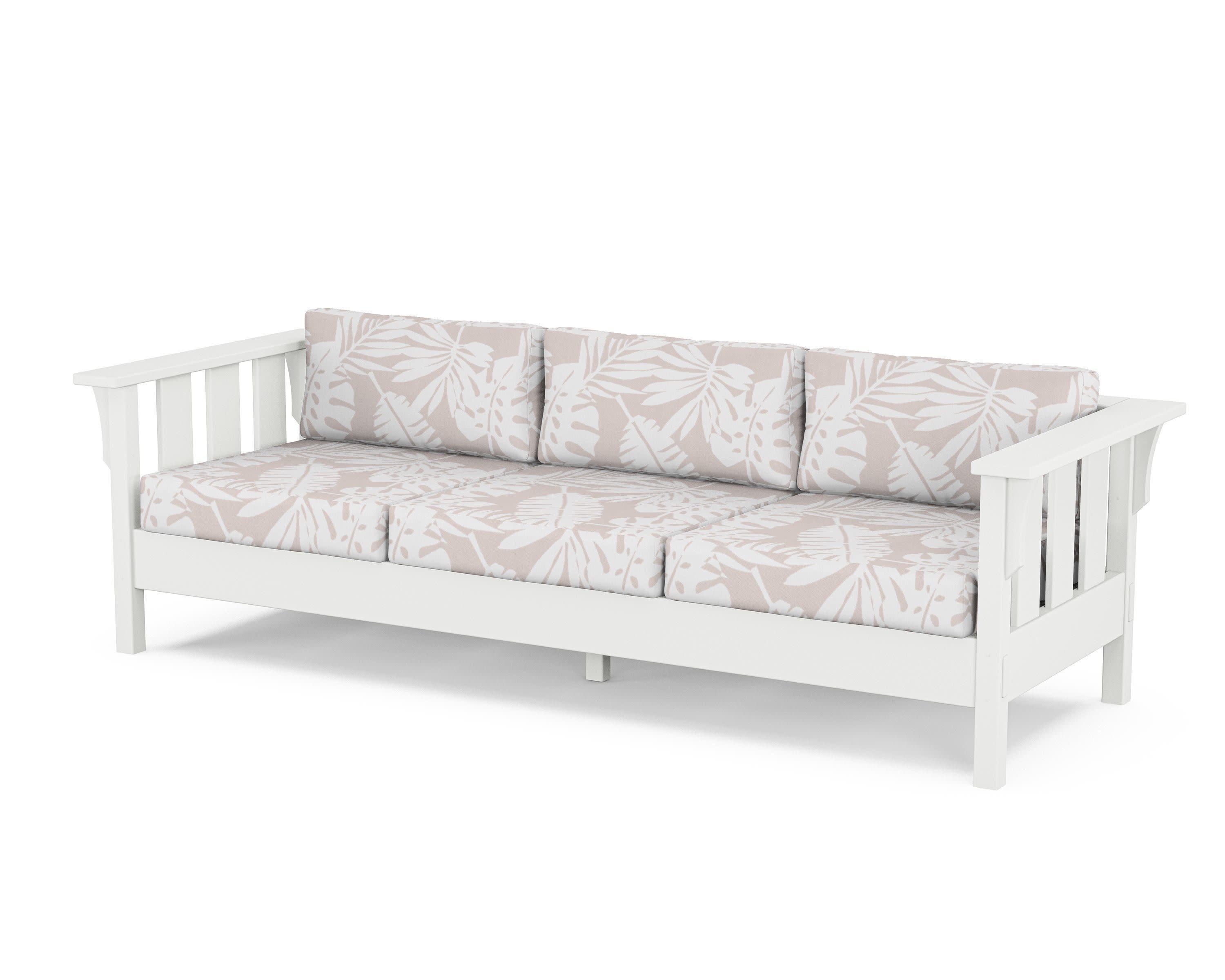 Acadia Deep Seating Sofa in White / Leaf Dune Burlap