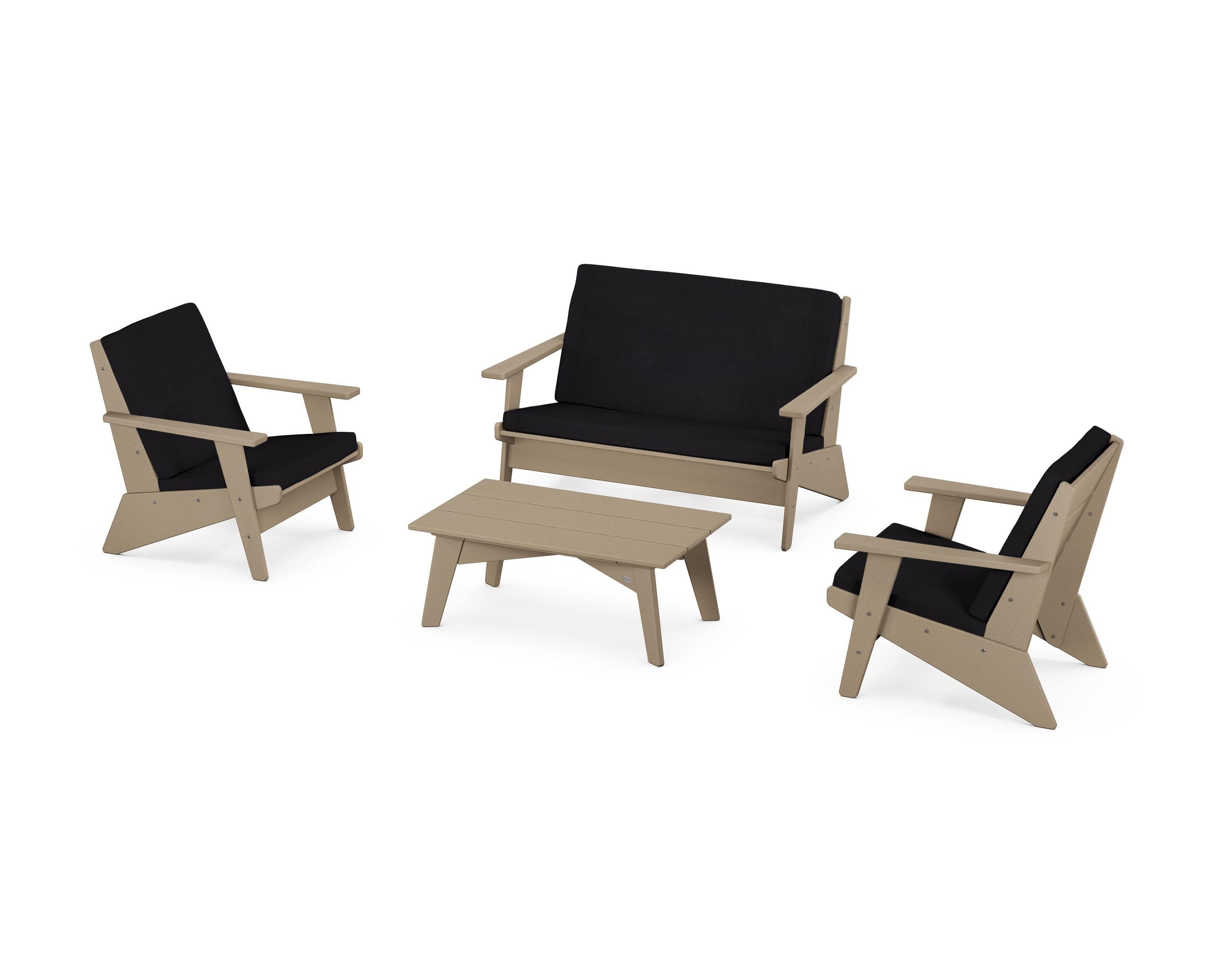Riviera Modern Lounge 4-Piece Set in Vintage Sahara / Midnight Linen