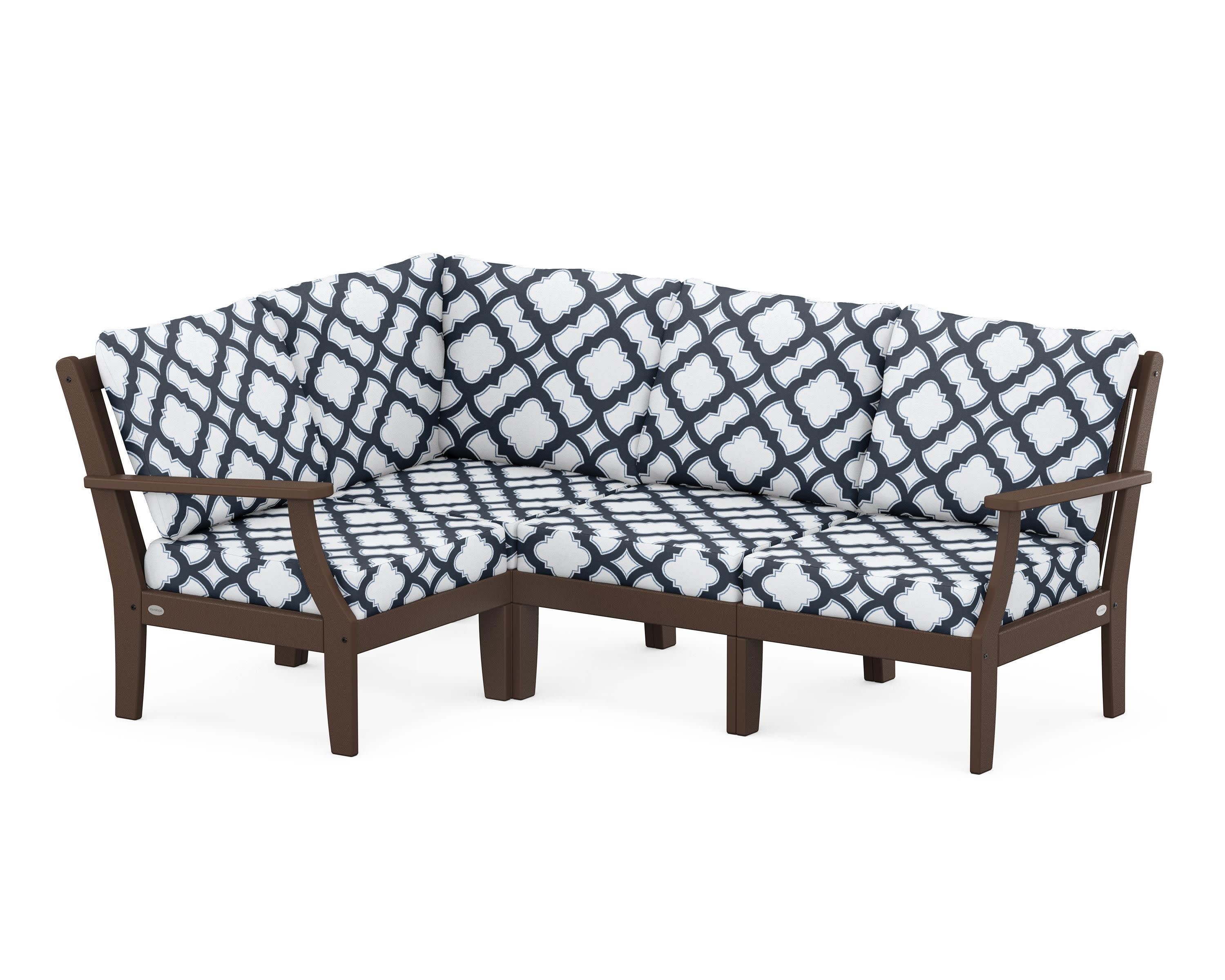 Braxton Modular 4-Piece Deep Seating Set in Mahogany / Trellis Marine Indigo