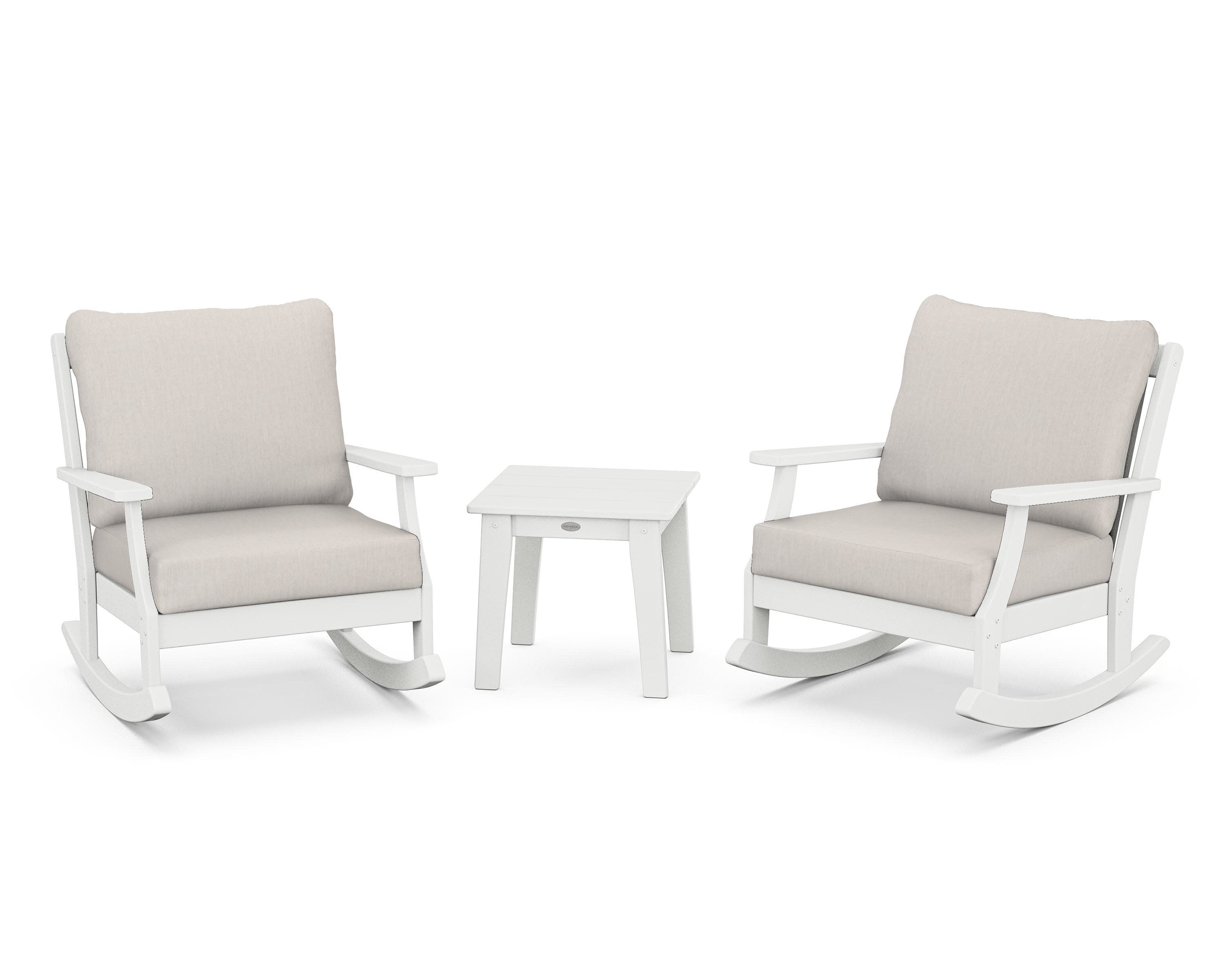 Braxton 3-Piece Deep Seating Rocker Set in White / Cast Ash