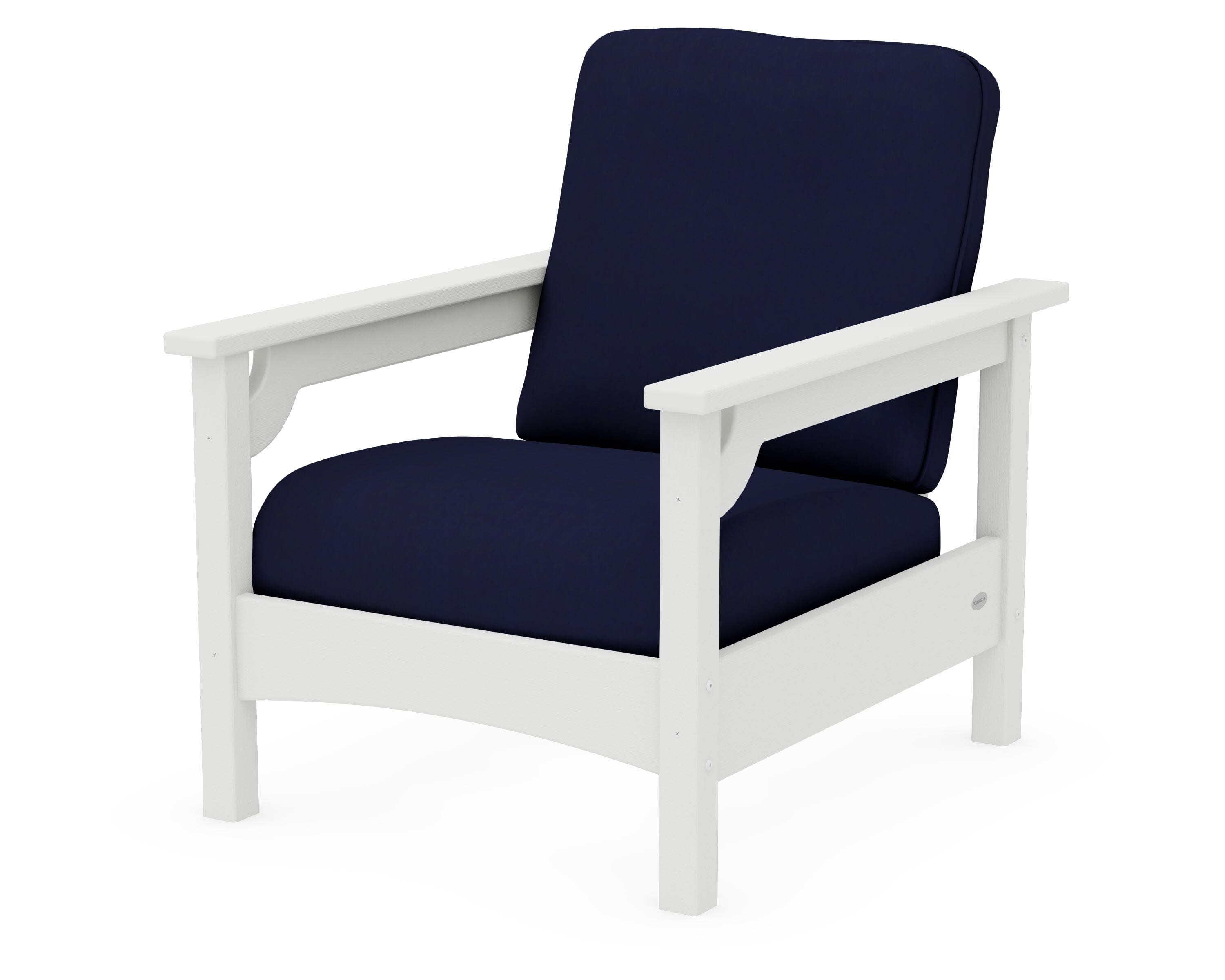 Club Chair in Vintage White / Navy