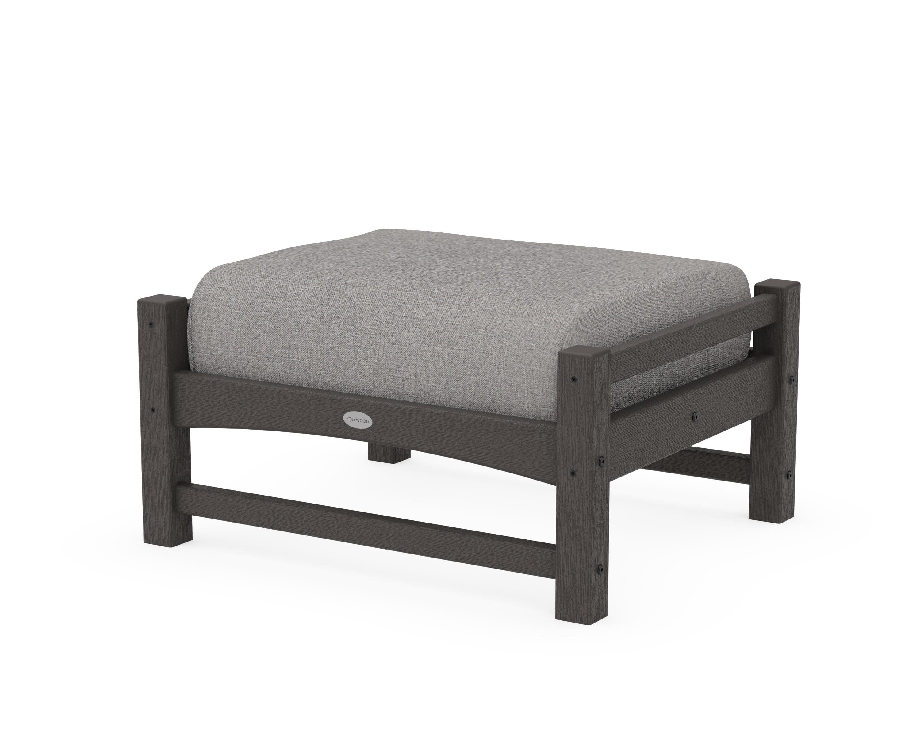 Club Ottoman in Vintage Coffee / Grey Mist