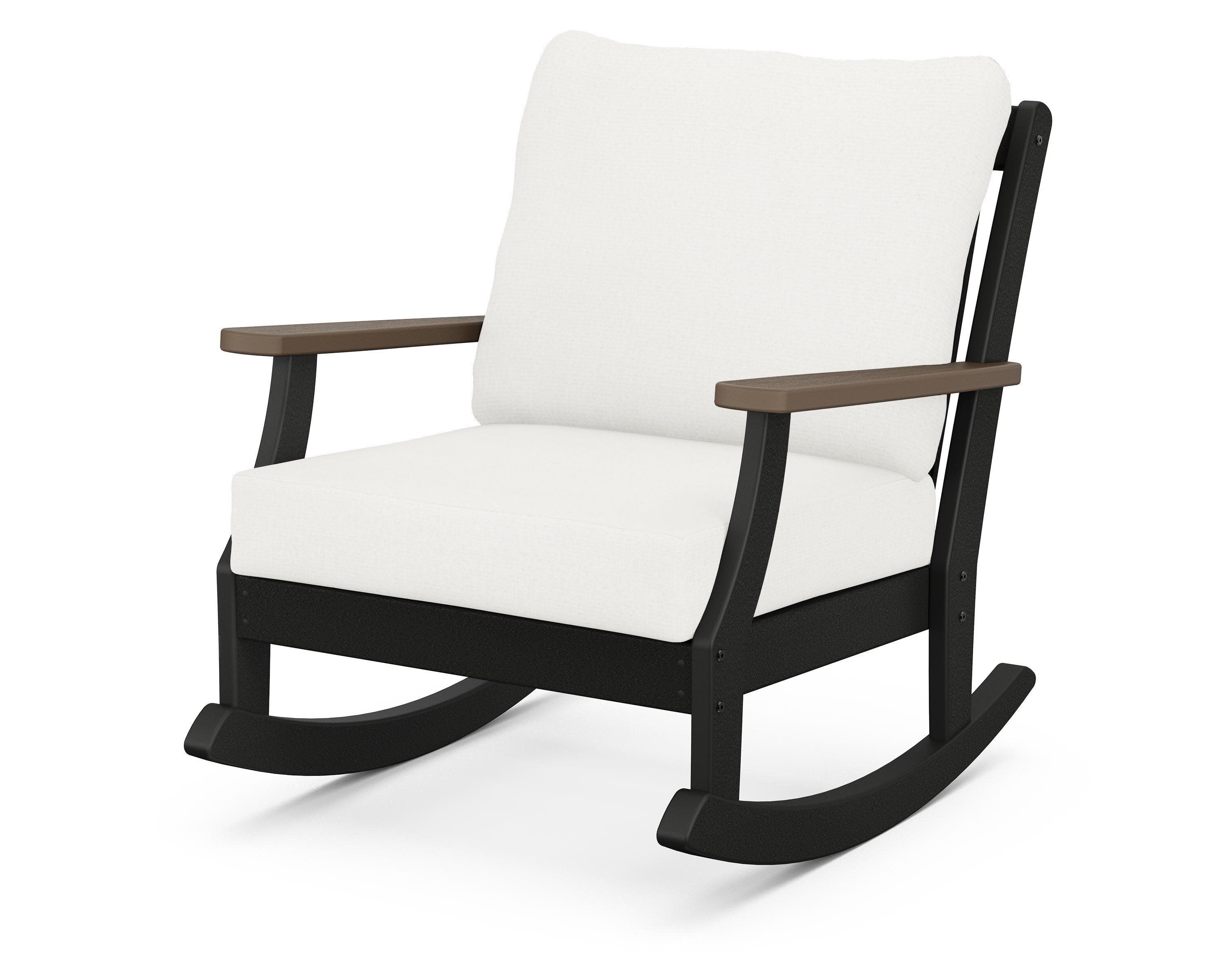 Braxton Deep Seating Rocking Chair in Black / Kona / Natural Linen