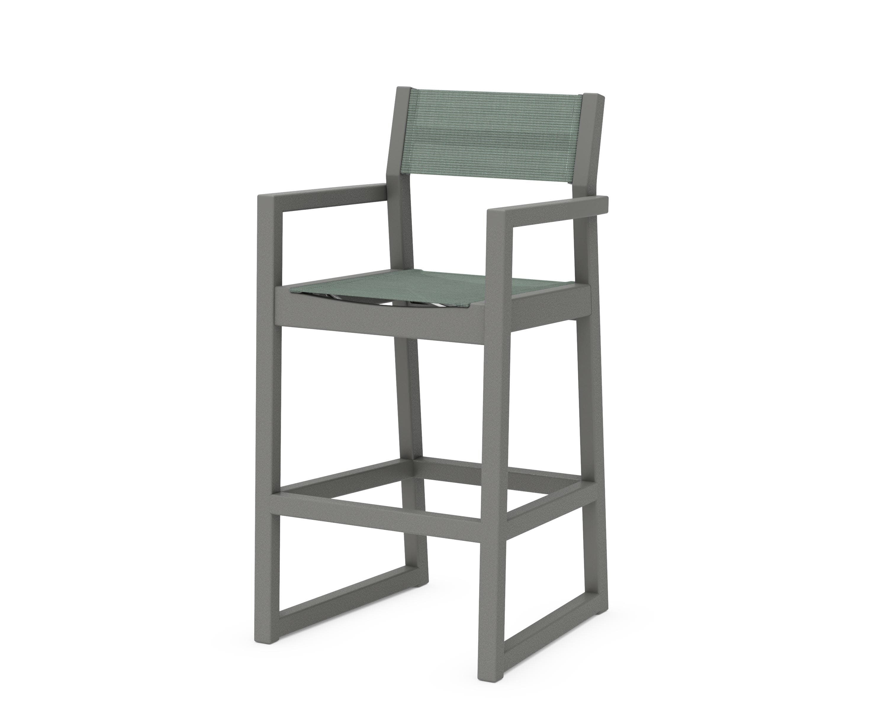 EDGE Sling Bar Arm Chair in Slate Grey / Dupioni Sea Mist Sling